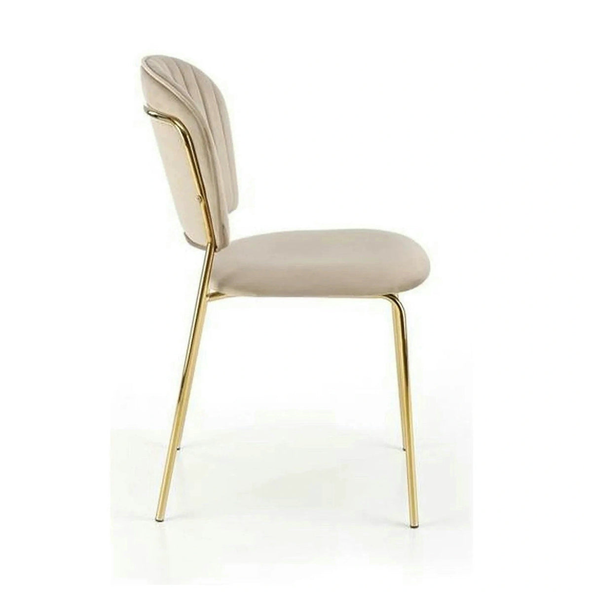 Scaun tapitat K499, bej/auriu, stofa catifelata, 47x56x85 cm
