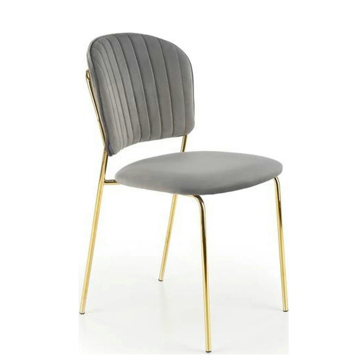 Scaun tapitat K499, gri/auriu, stofa catifelata, 47x56x85 cm