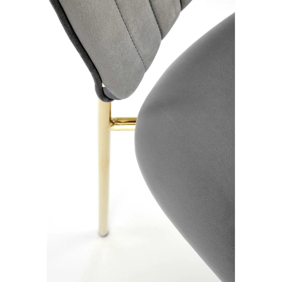 Scaun tapitat K499, gri/auriu, stofa catifelata, 47x56x85 cm