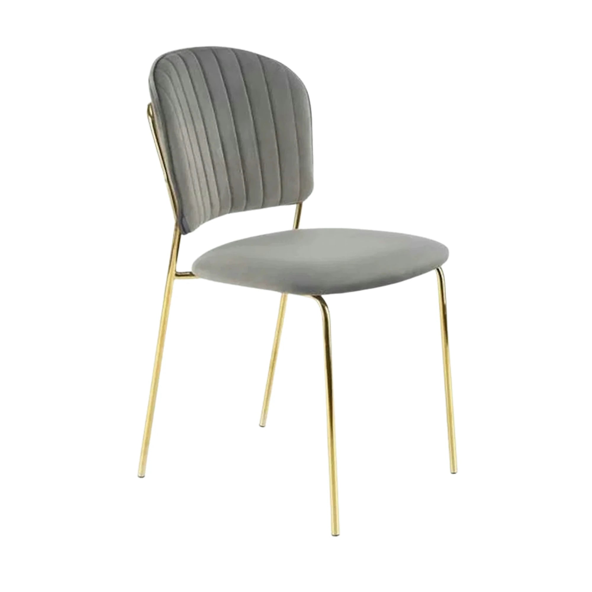 Scaun tapitat K499, gri/auriu, stofa catifelata, 47x56x85 cm