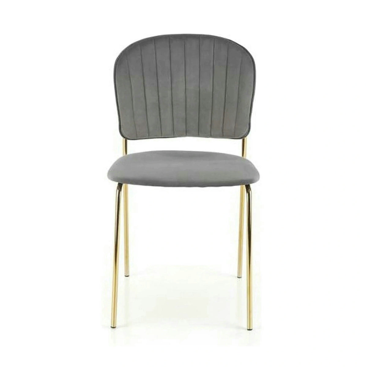 Scaun tapitat K499, gri/auriu, stofa catifelata, 47x56x85 cm