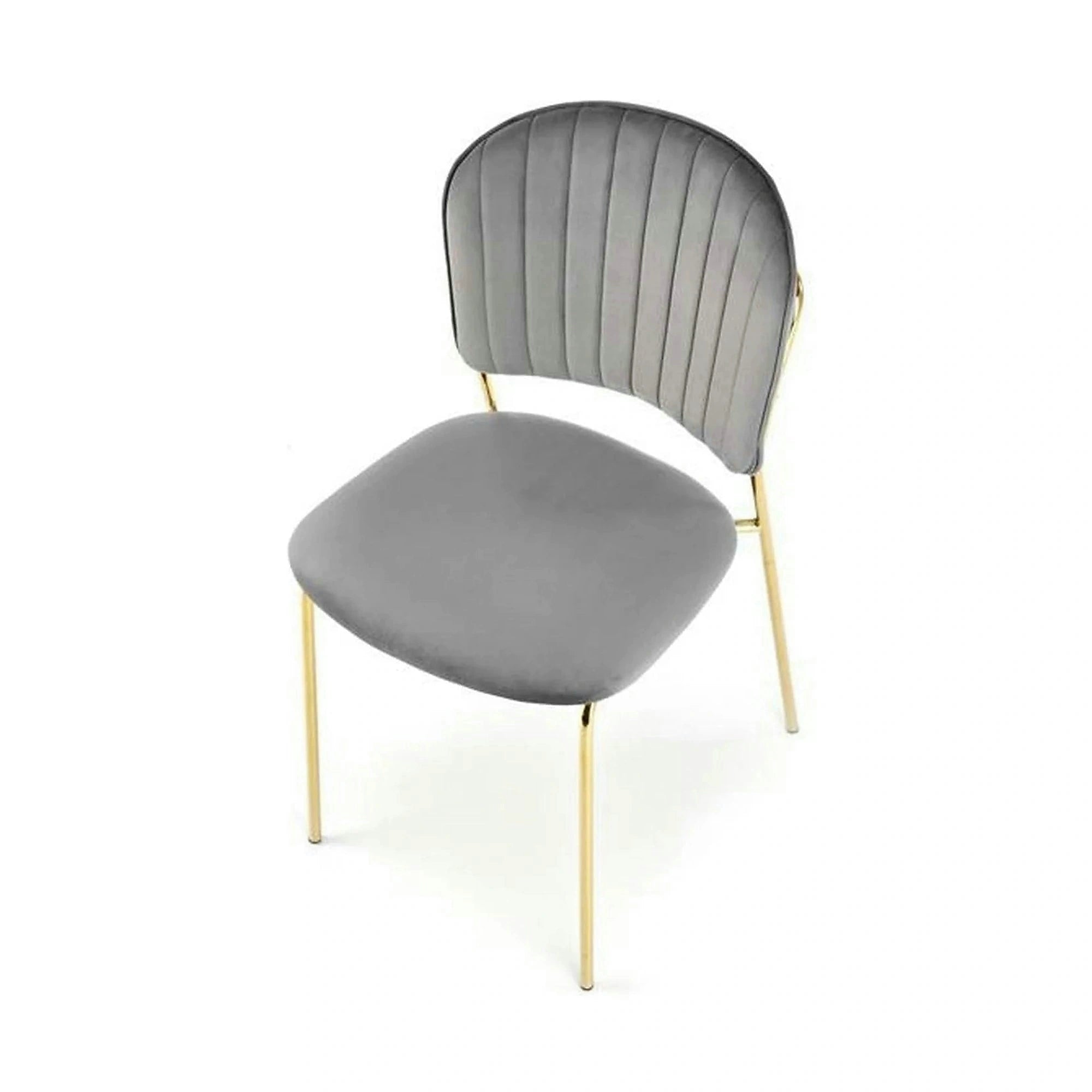 Scaun tapitat K499, gri/auriu, stofa catifelata, 47x56x85 cm