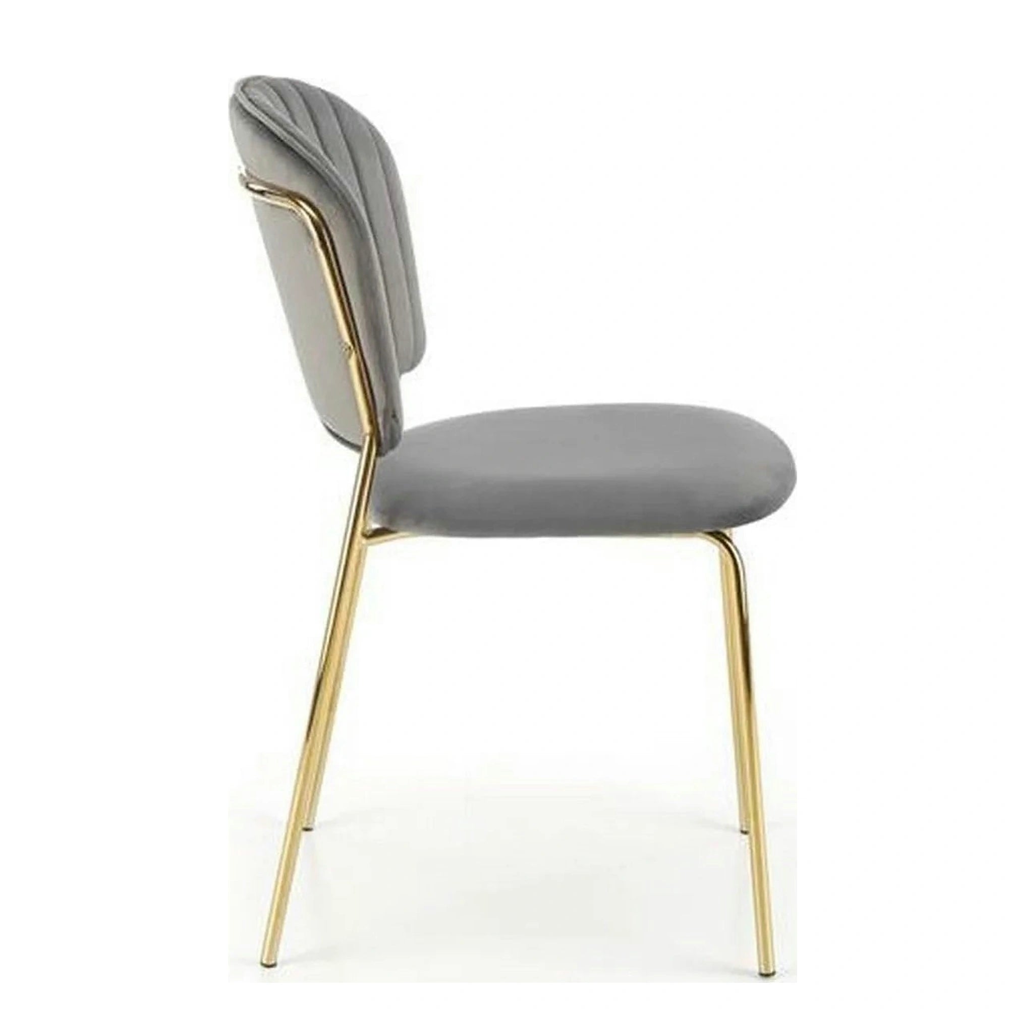 Scaun tapitat K499, gri/auriu, stofa catifelata, 47x56x85 cm