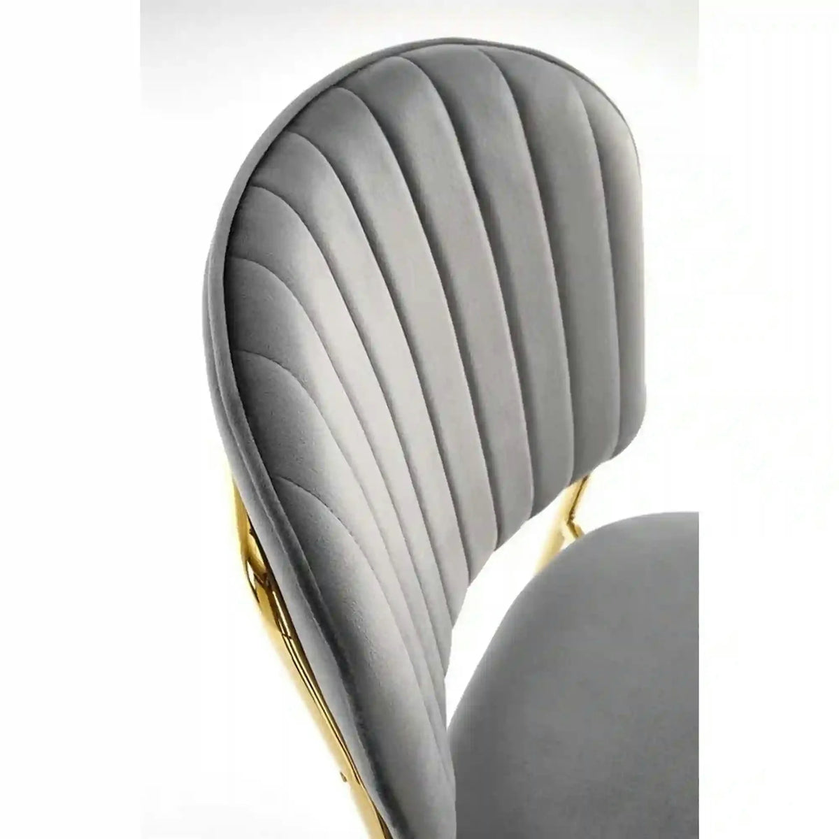 Scaun tapitat K499, gri/auriu, stofa catifelata, 47x56x85 cm