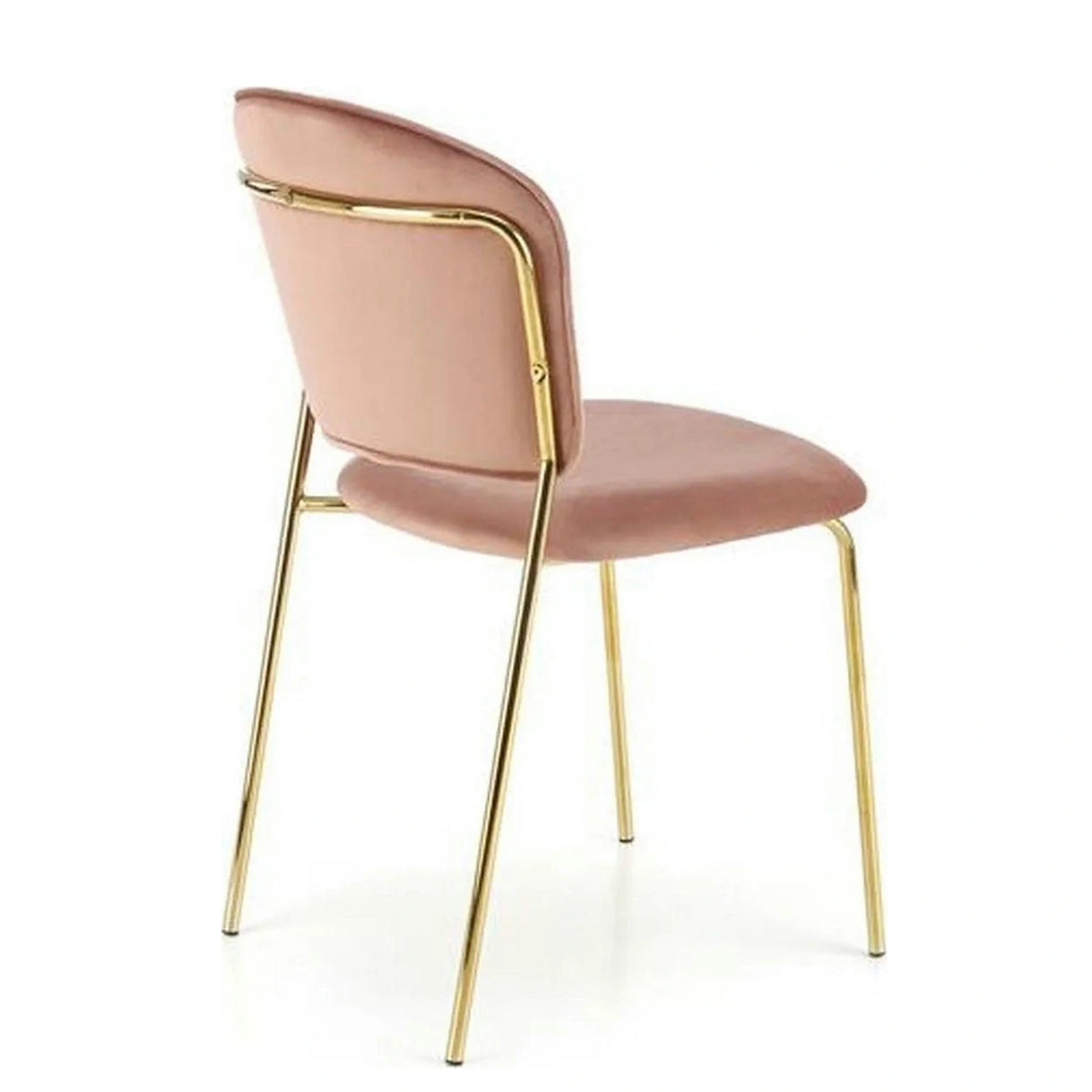 Scaun tapitat K499, roz/auriu, stofa catifelata, 47x56x85 cm