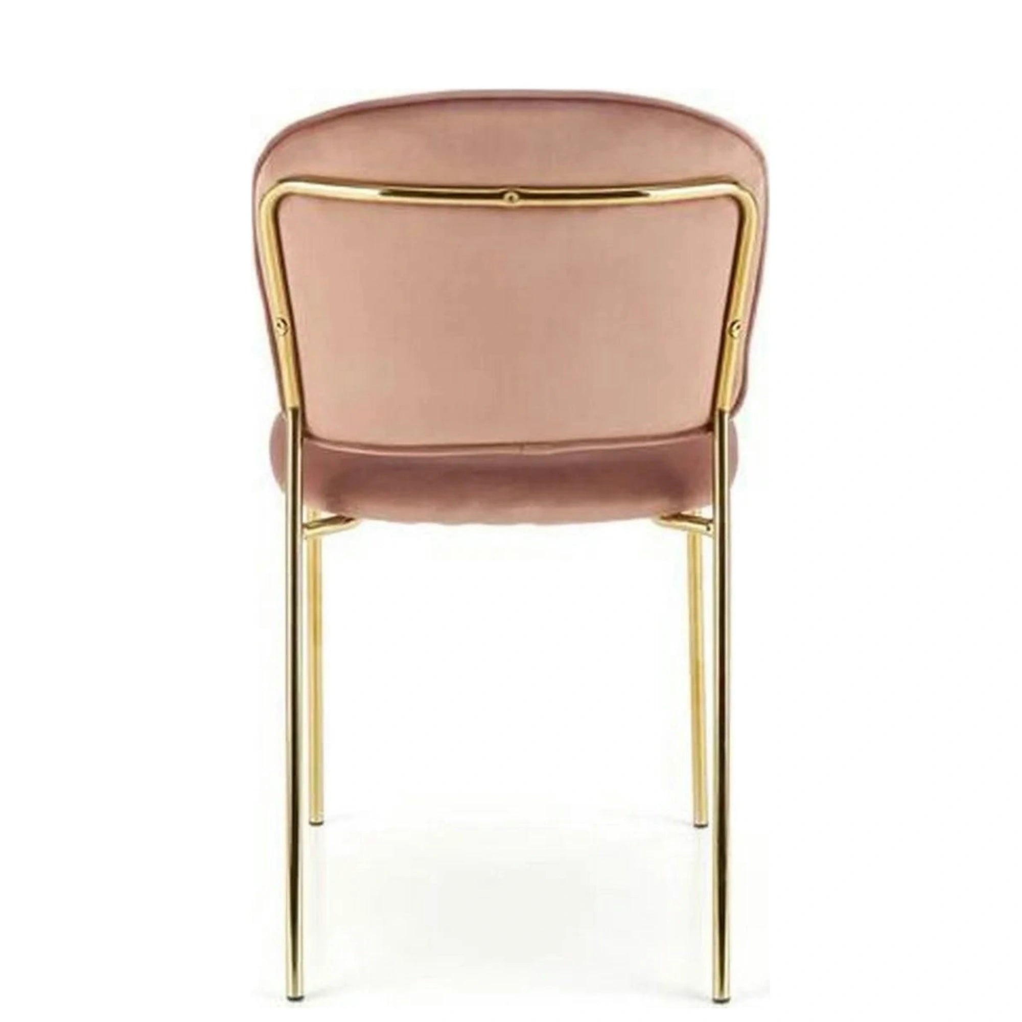Scaun tapitat K499, roz/auriu, stofa catifelata, 47x56x85 cm