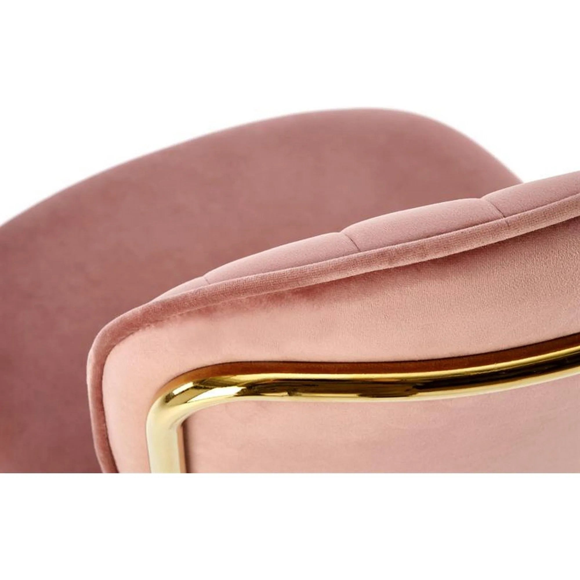 Scaun tapitat K499, roz/auriu, stofa catifelata, 47x56x85 cm