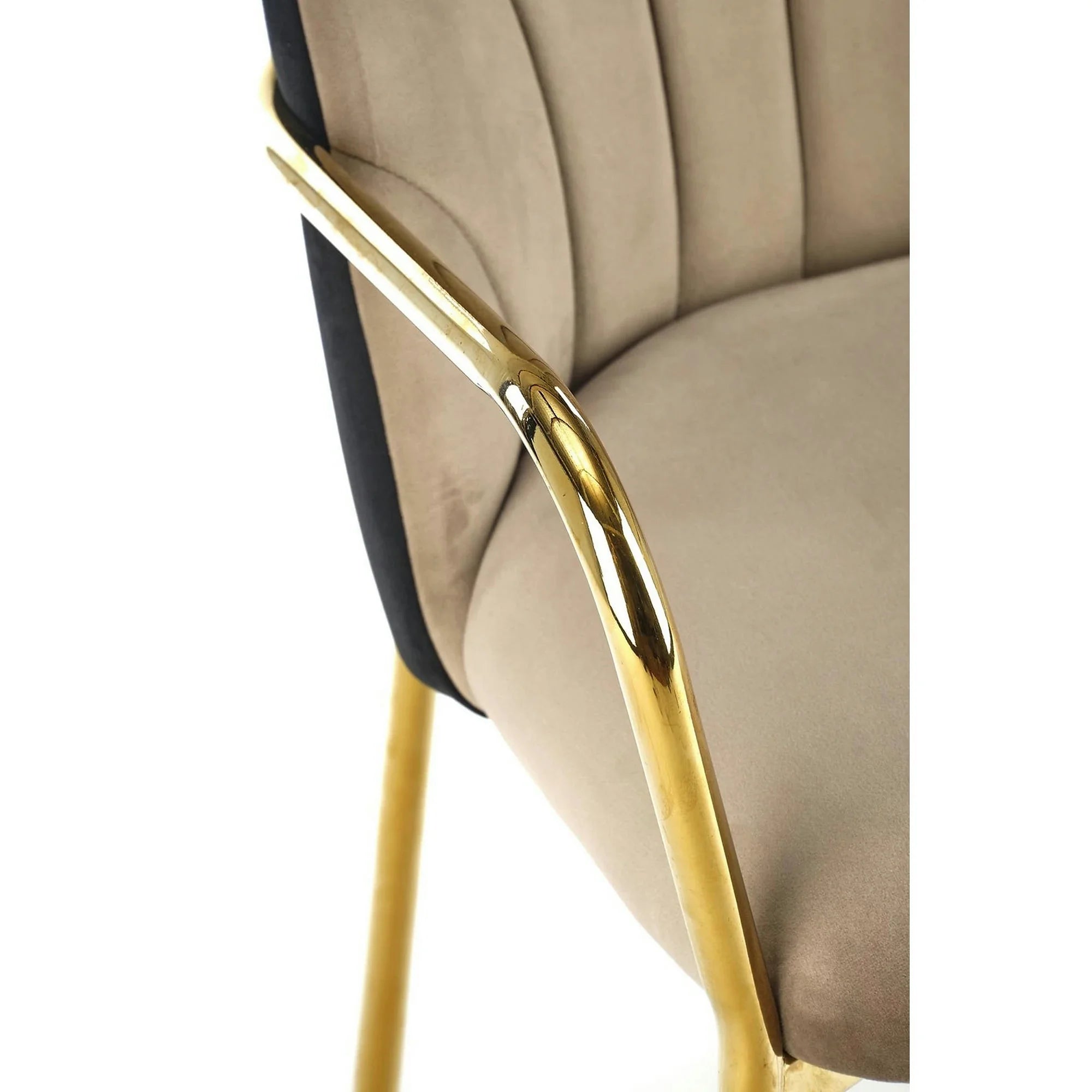 Scaun tapitat K500, bej/auriu, stofa catifelata, 53x57x80 cm