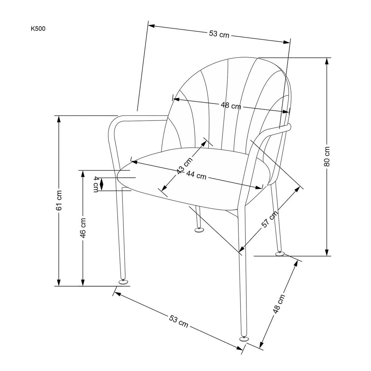 Scaun tapitat K500, bej/auriu, stofa catifelata, 53x57x80 cm