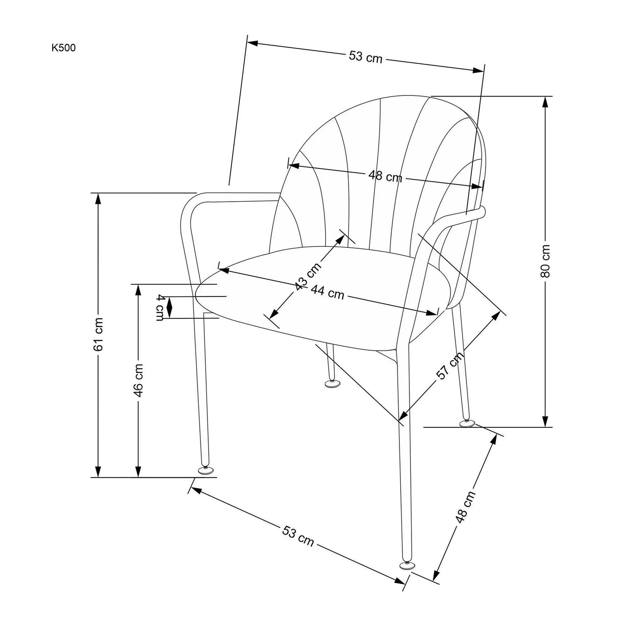 Scaun tapitat K500, bej/auriu, stofa catifelata, 53x57x80 cm