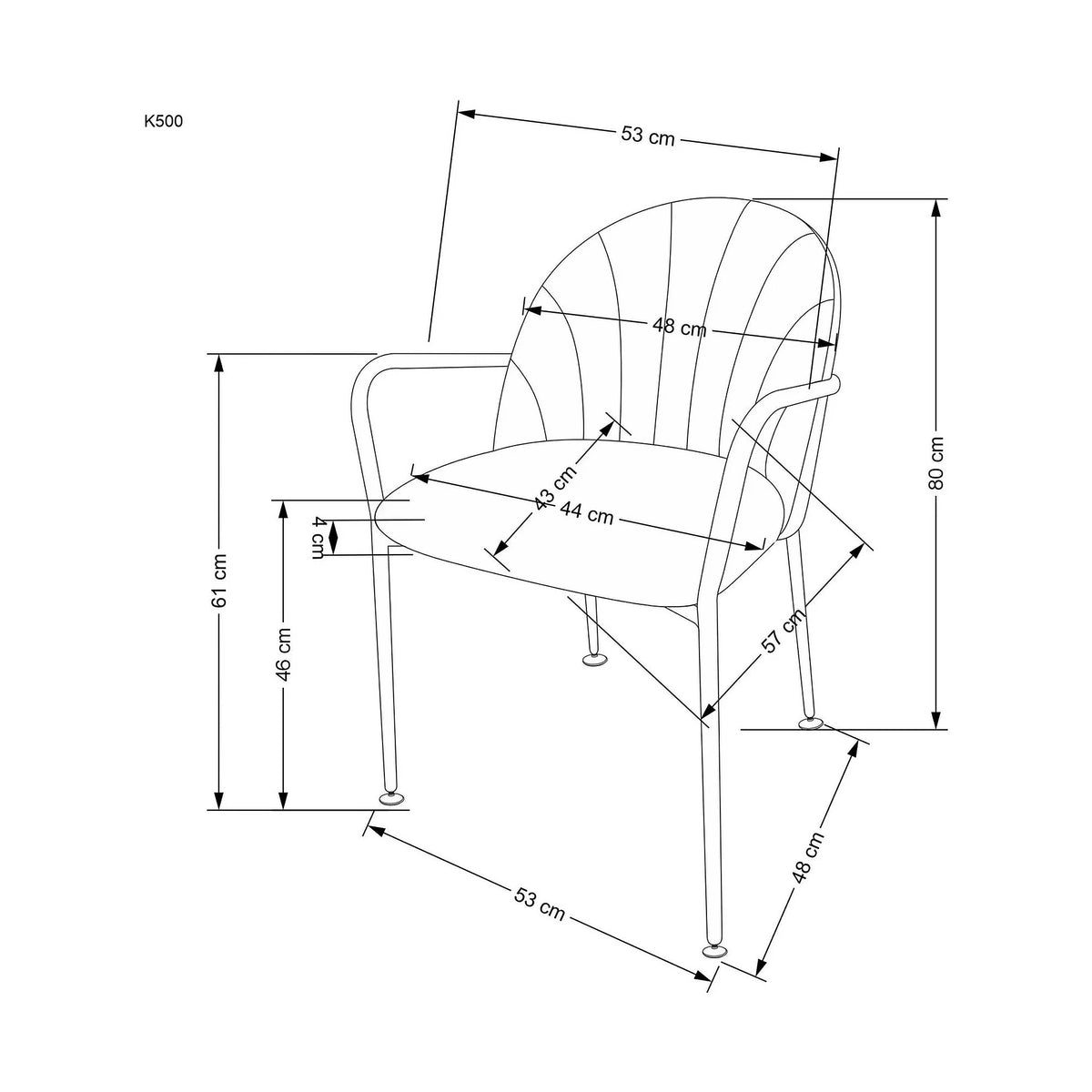 Scaun tapitat K500, bej/auriu, stofa catifelata, 53x57x80 cm