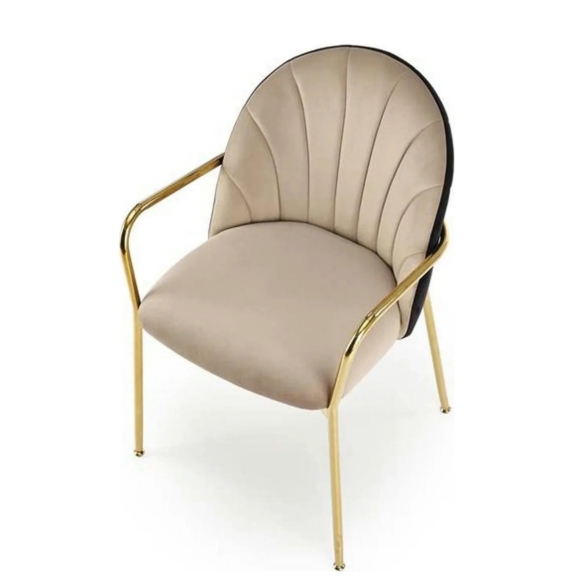 Scaun tapitat K500, bej/auriu, stofa catifelata, 53x57x80 cm