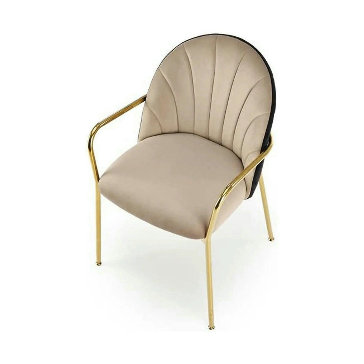 Scaun tapitat K500, bej/auriu, stofa catifelata, 53x57x80 cm