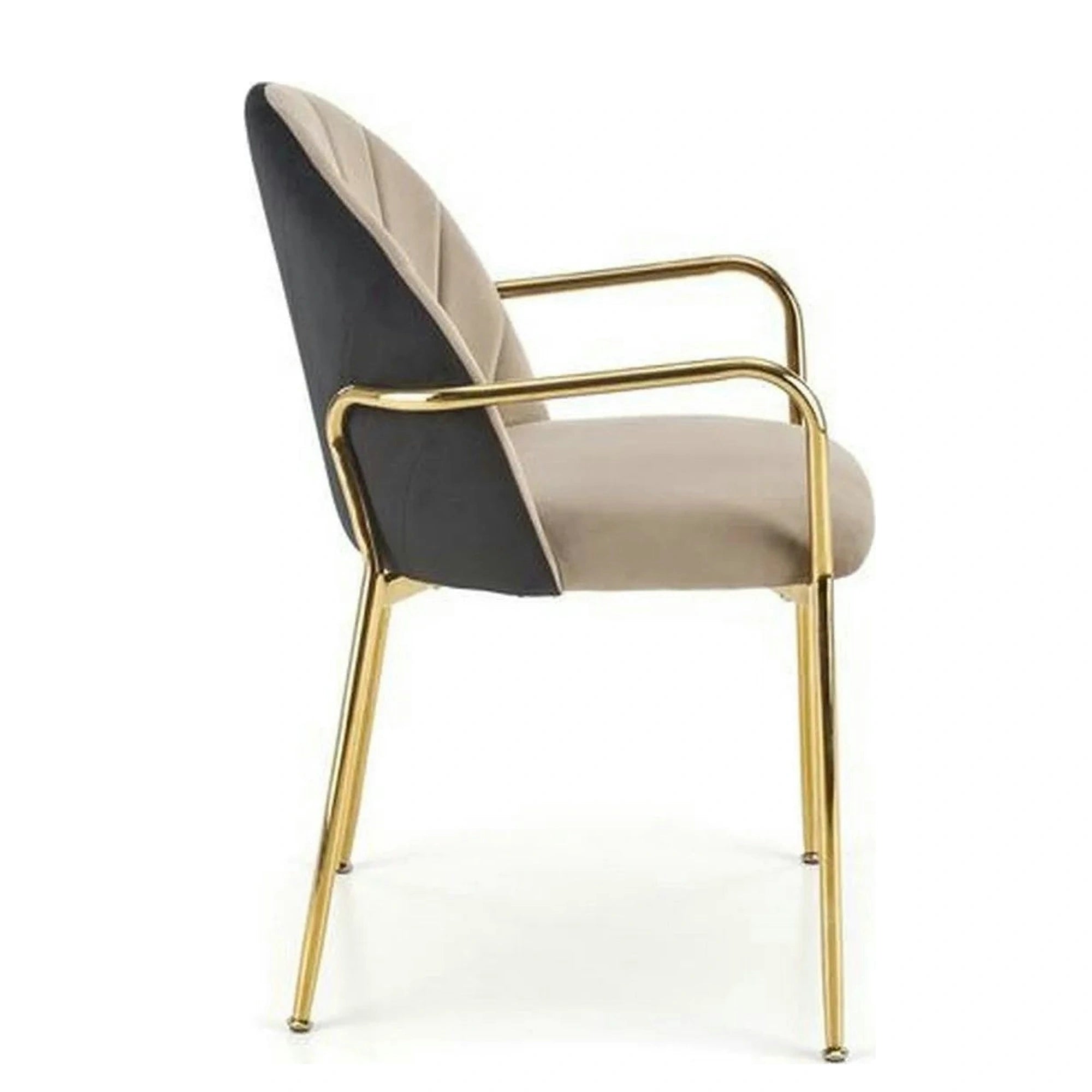 Scaun tapitat K500, bej/auriu, stofa catifelata, 53x57x80 cm