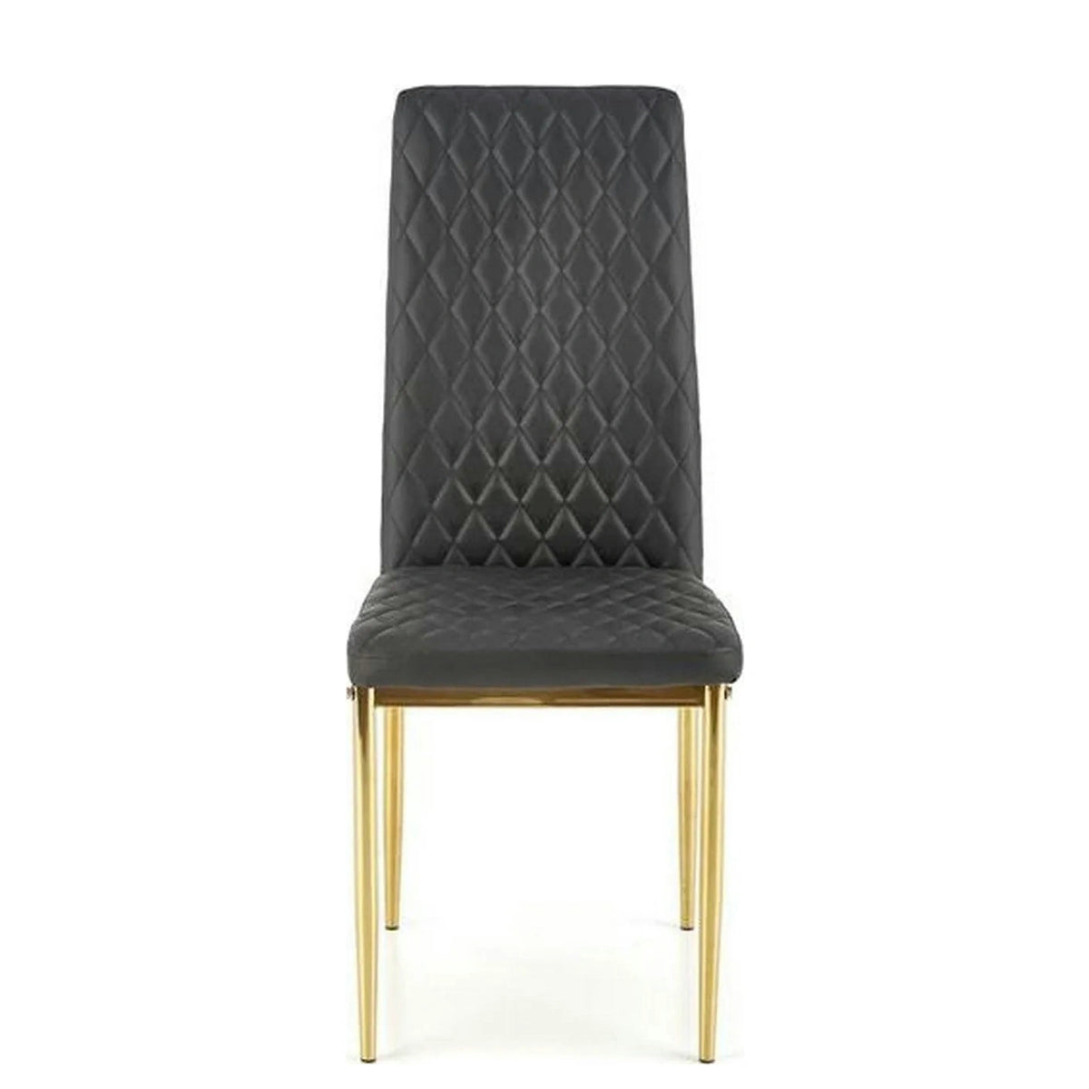 Scaun tapitat K501, negru/auriu, piele ecologica/metal, 40x50x98 cm