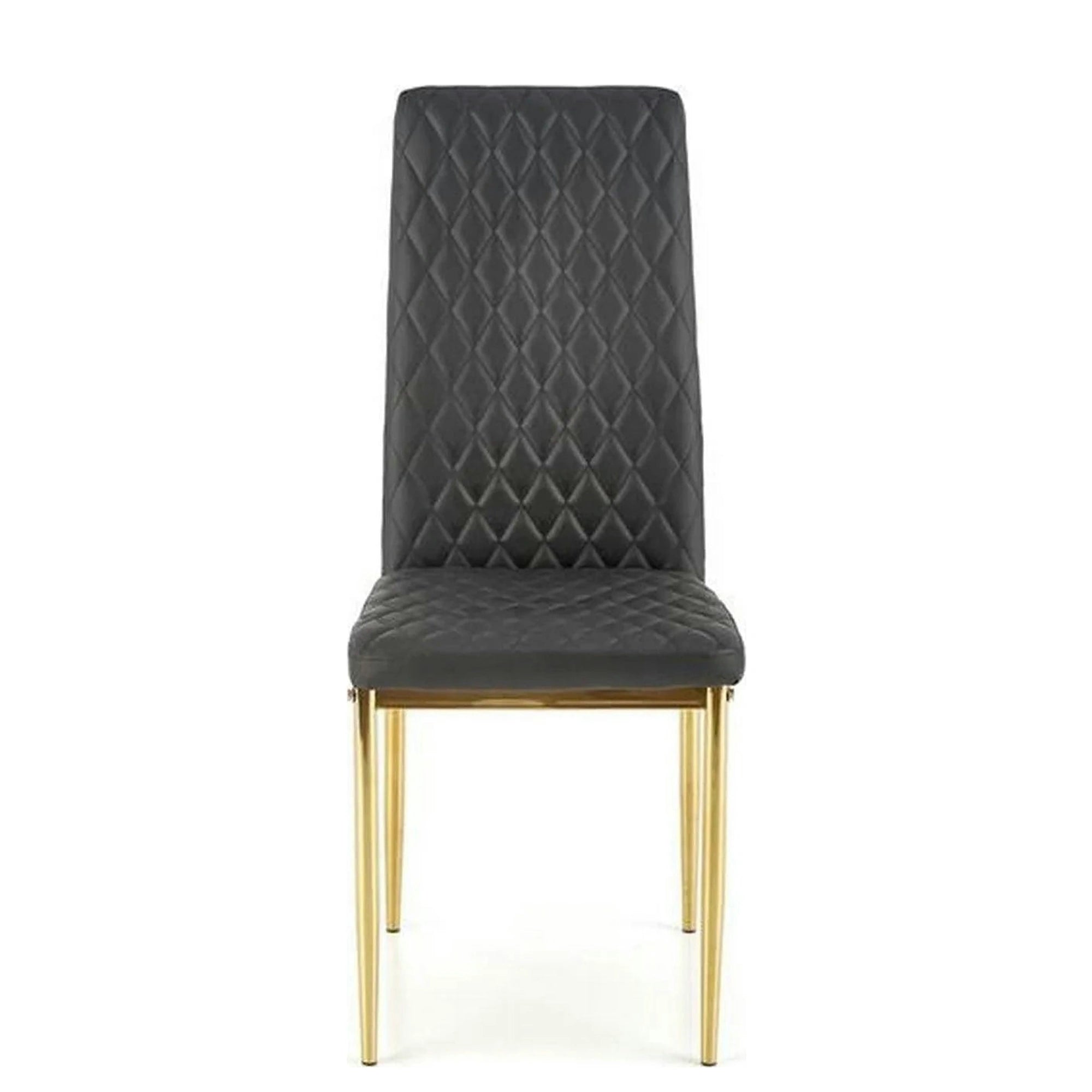 Scaun tapitat K501, negru/auriu, piele ecologica/metal, 40x50x98 cm