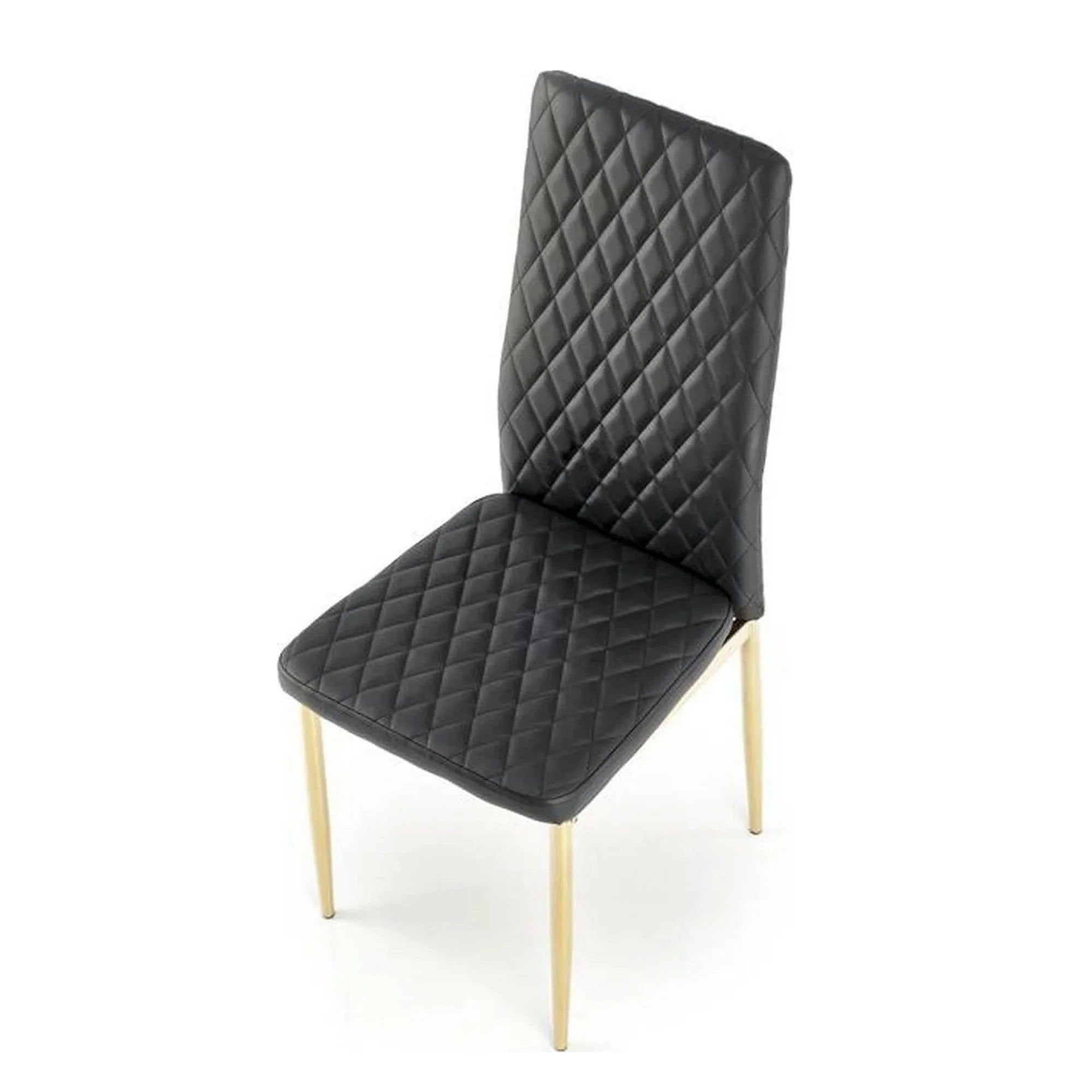 Scaun tapitat K501, negru/auriu, piele ecologica/metal, 40x50x98 cm