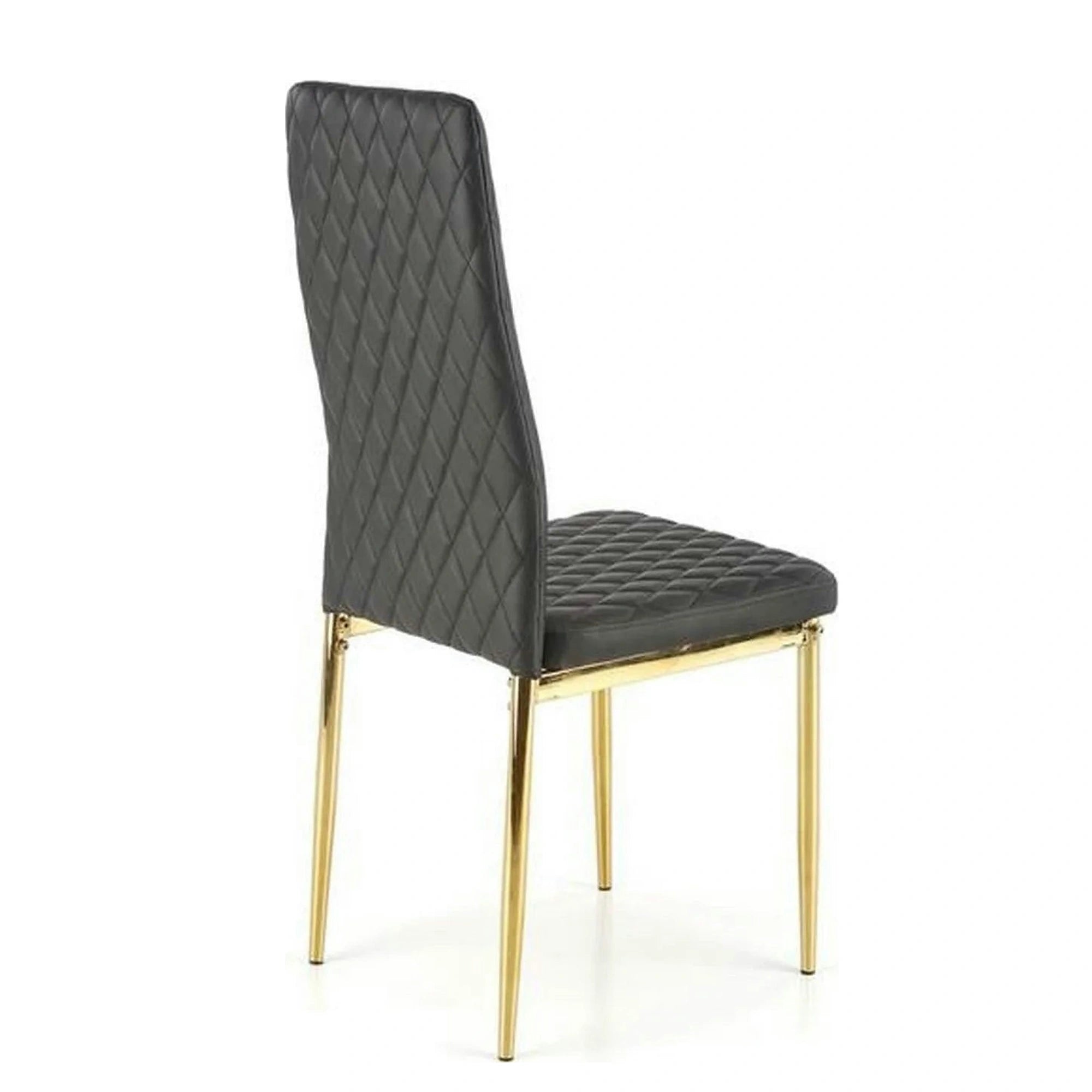 Scaun tapitat K501, negru/auriu, piele ecologica/metal, 40x50x98 cm