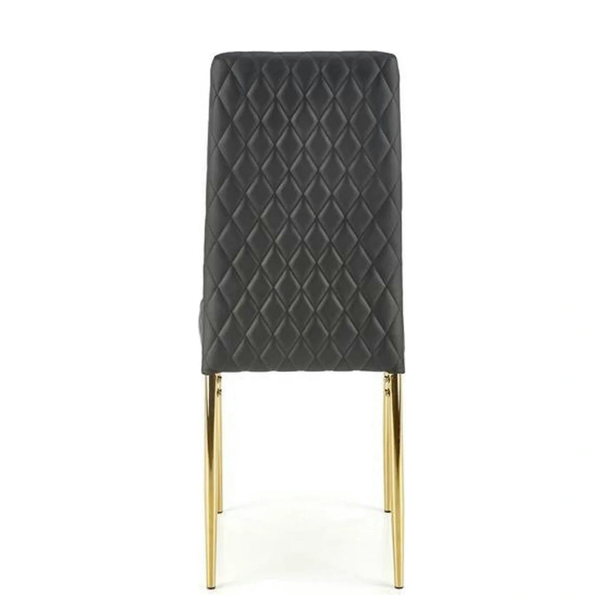 Scaun tapitat K501, negru/auriu, piele ecologica/metal, 40x50x98 cm