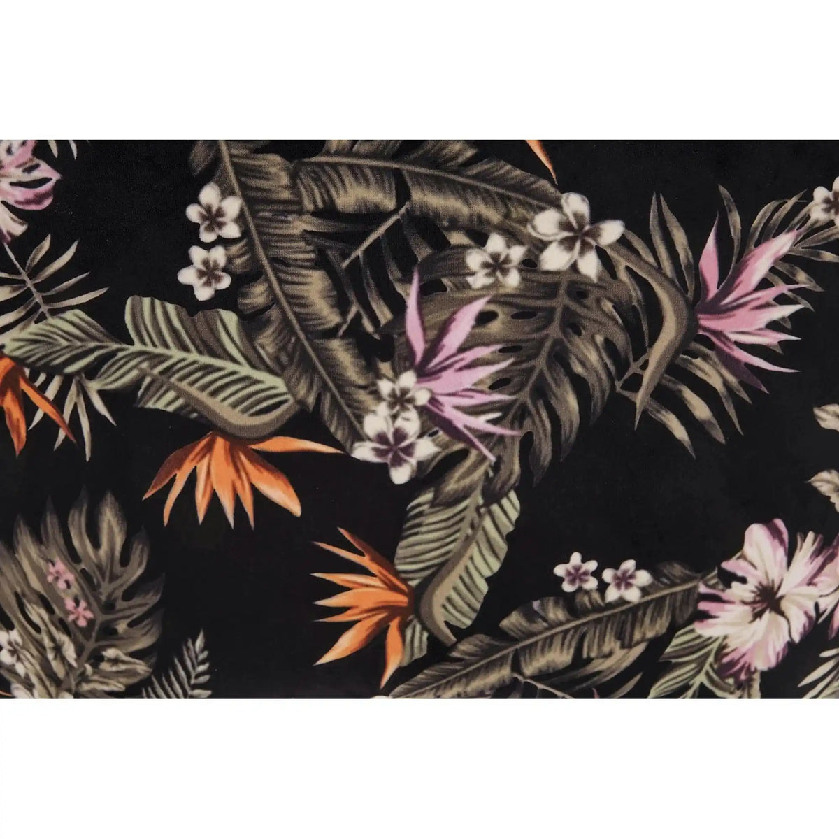 Scaun tapitat K505, negru, cu imprimeu floral, stofa catifelata, 51x55x86 cm