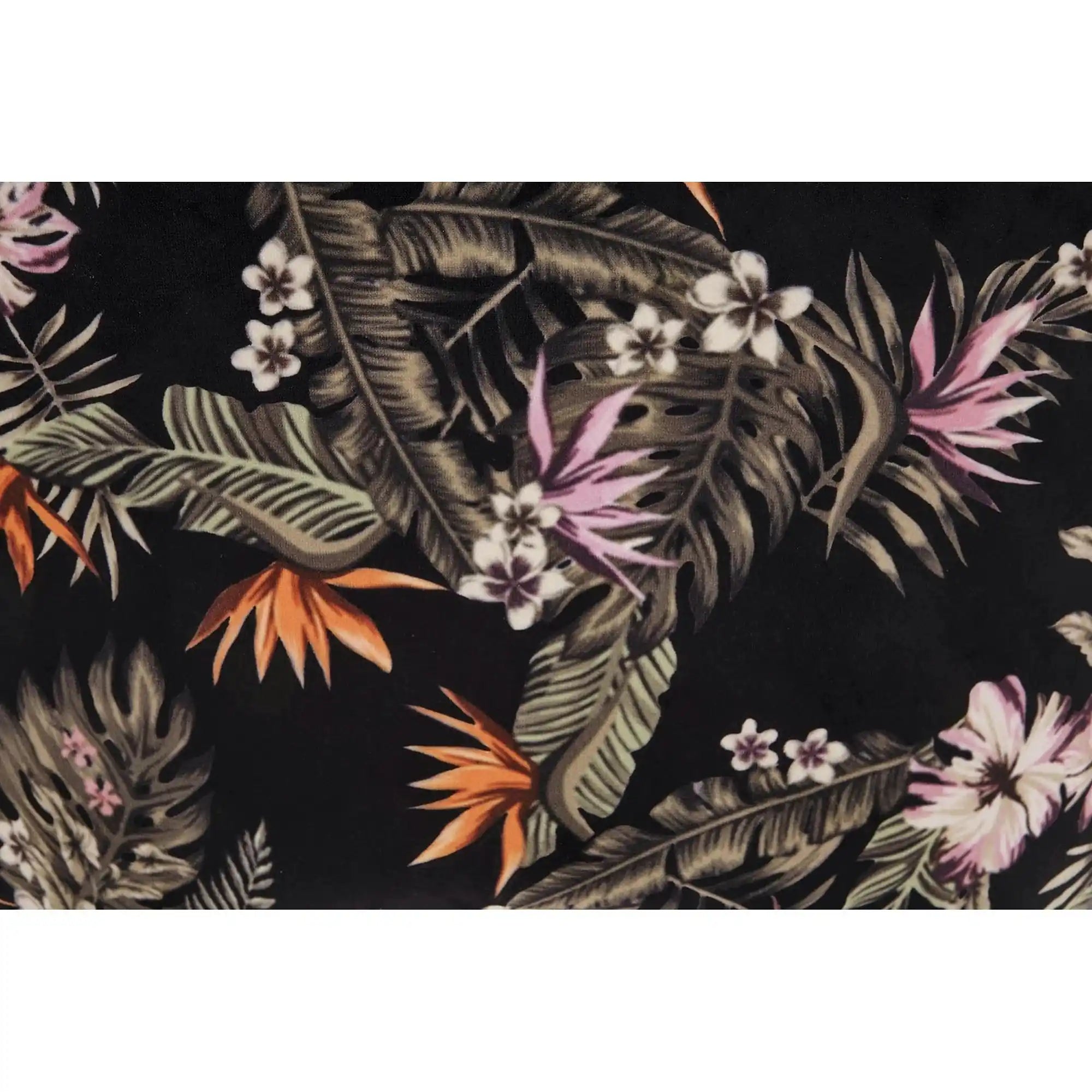 Scaun tapitat K505, negru, cu imprimeu floral, stofa catifelata, 51x55x86 cm