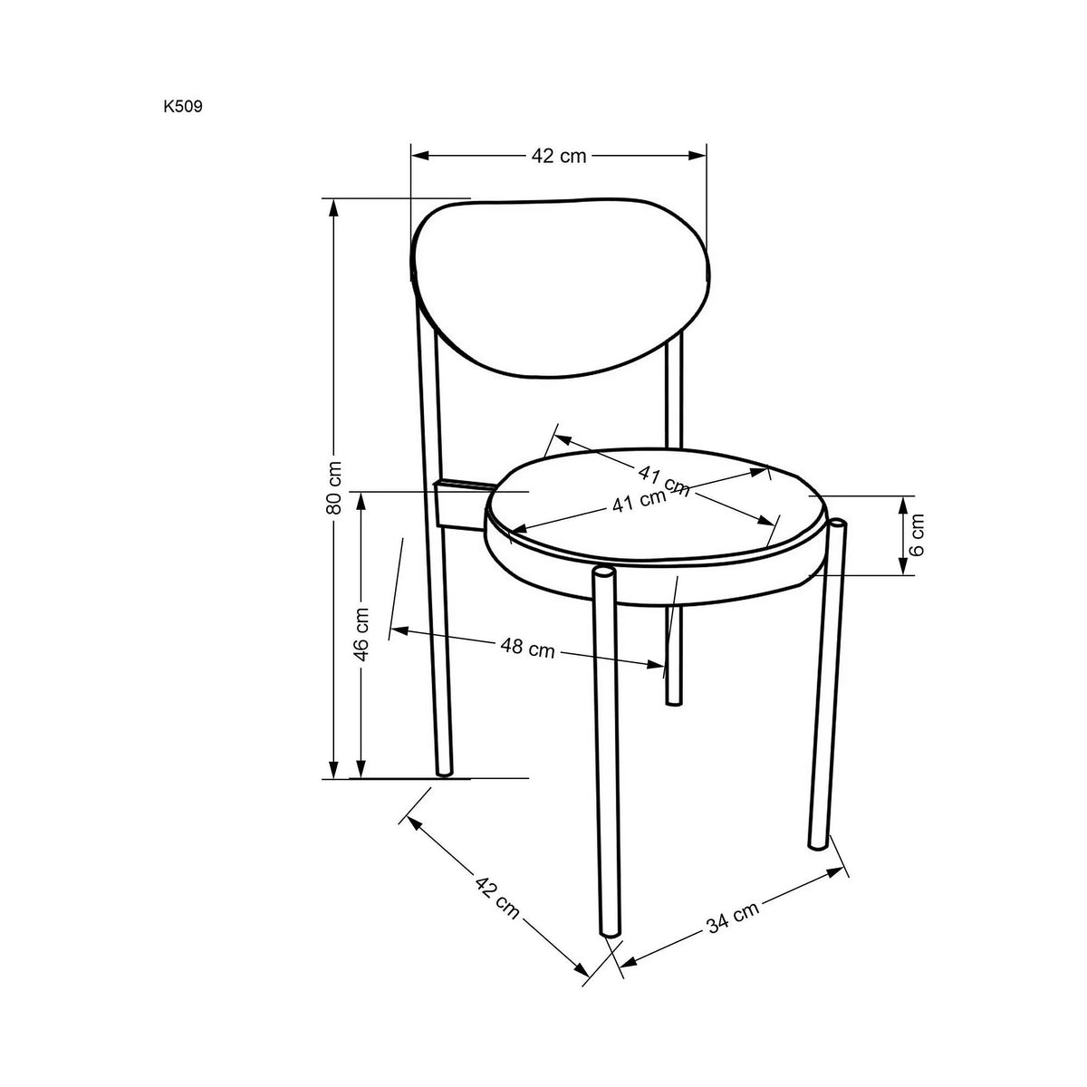 Scaun tapitat K509, gri, stofa catifelata, 42x48x80 cm