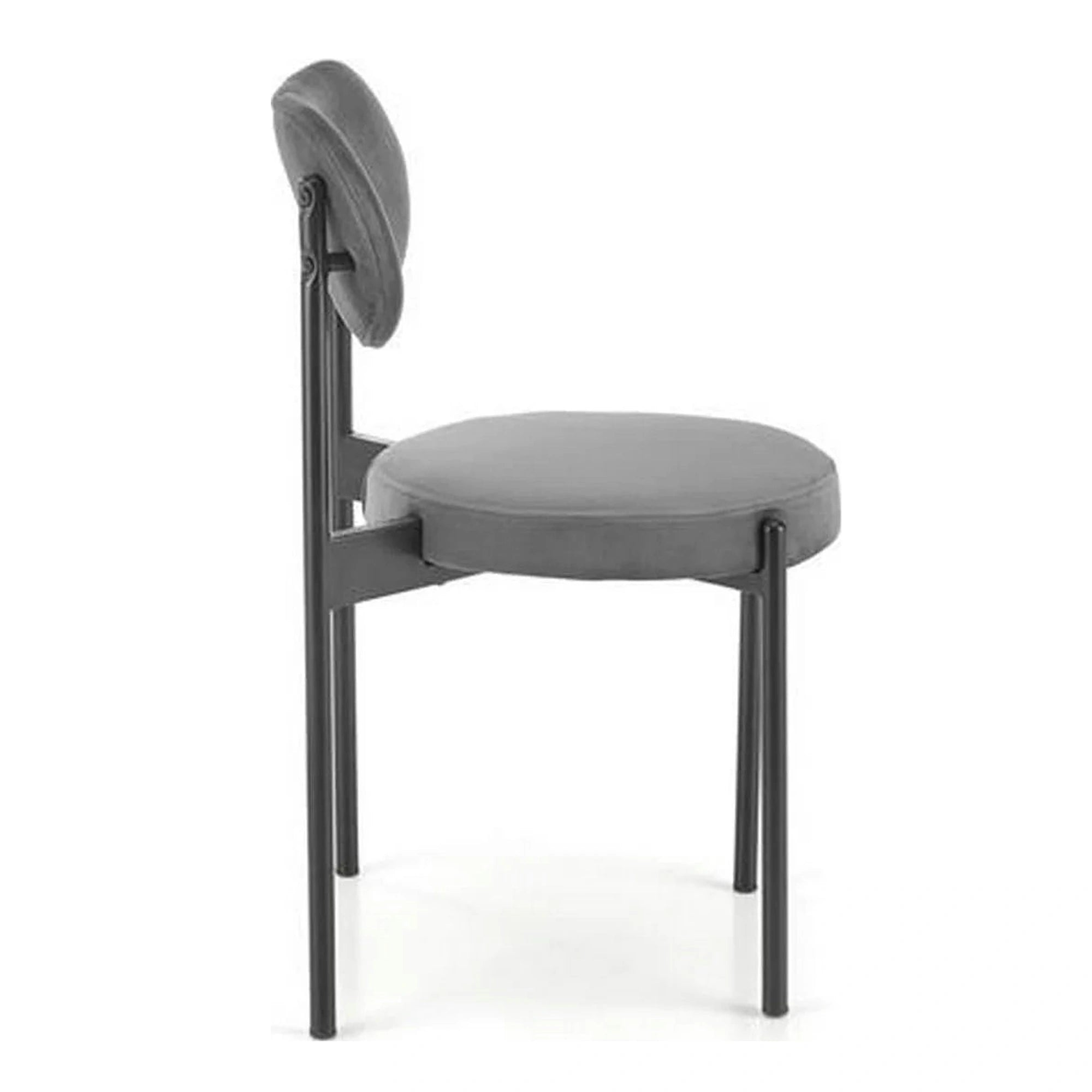 Scaun tapitat K509, gri, stofa catifelata, 42x48x80 cm