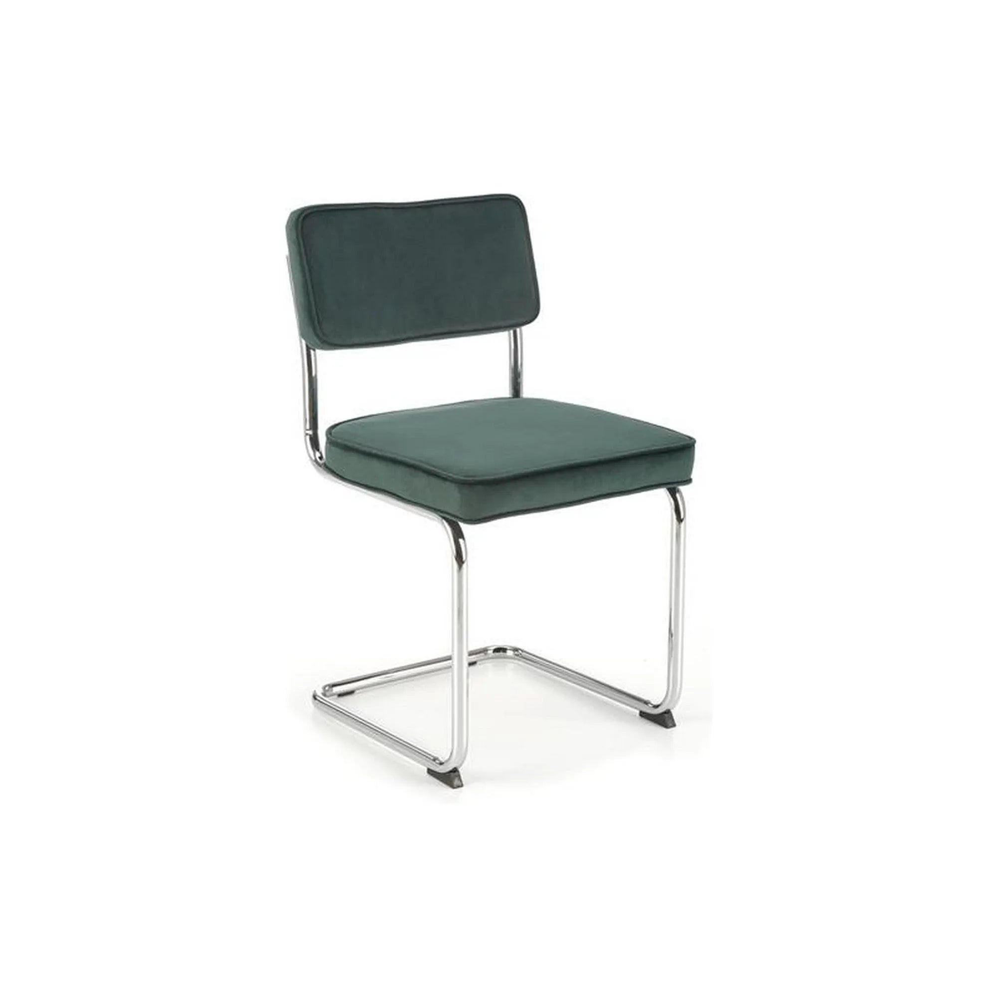 Scaun tapitat K510, verde inchis, stofa catifelata/otel cromat, 49x55x85 cm