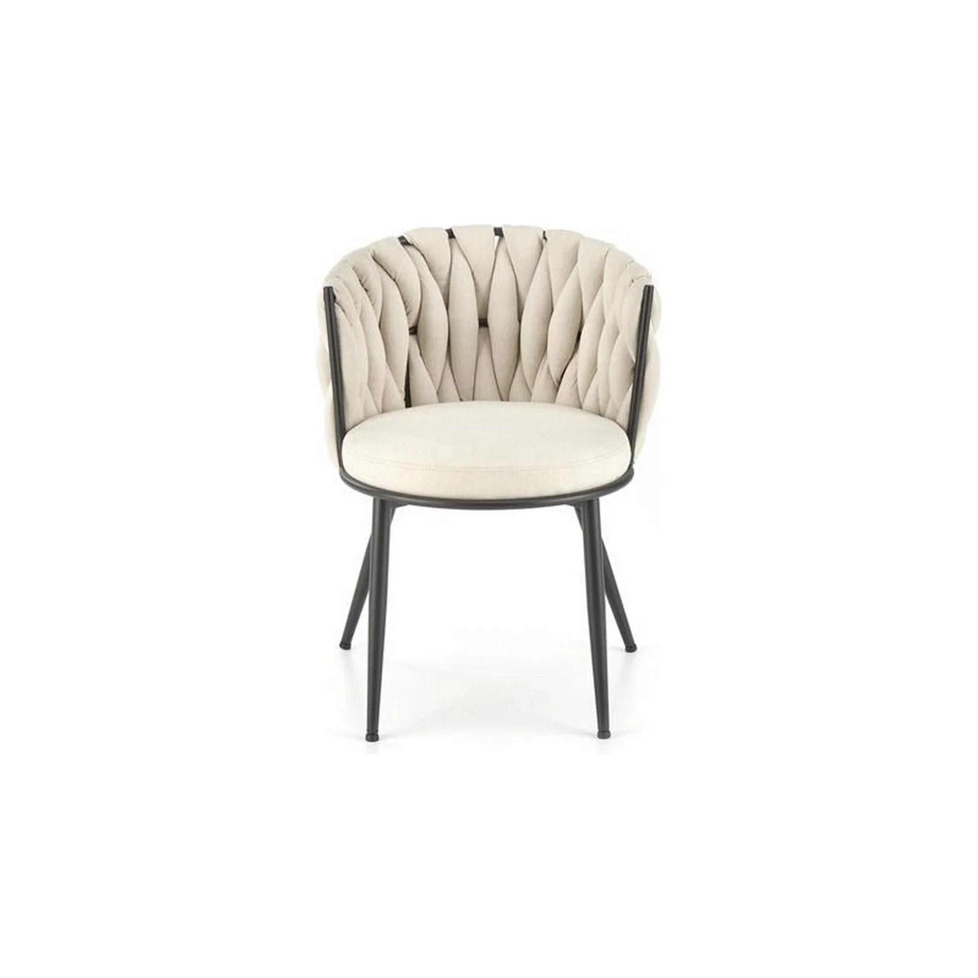Scaun tapitat K516, bej/negru, stofa clasica/otel, 57x60x79 cm