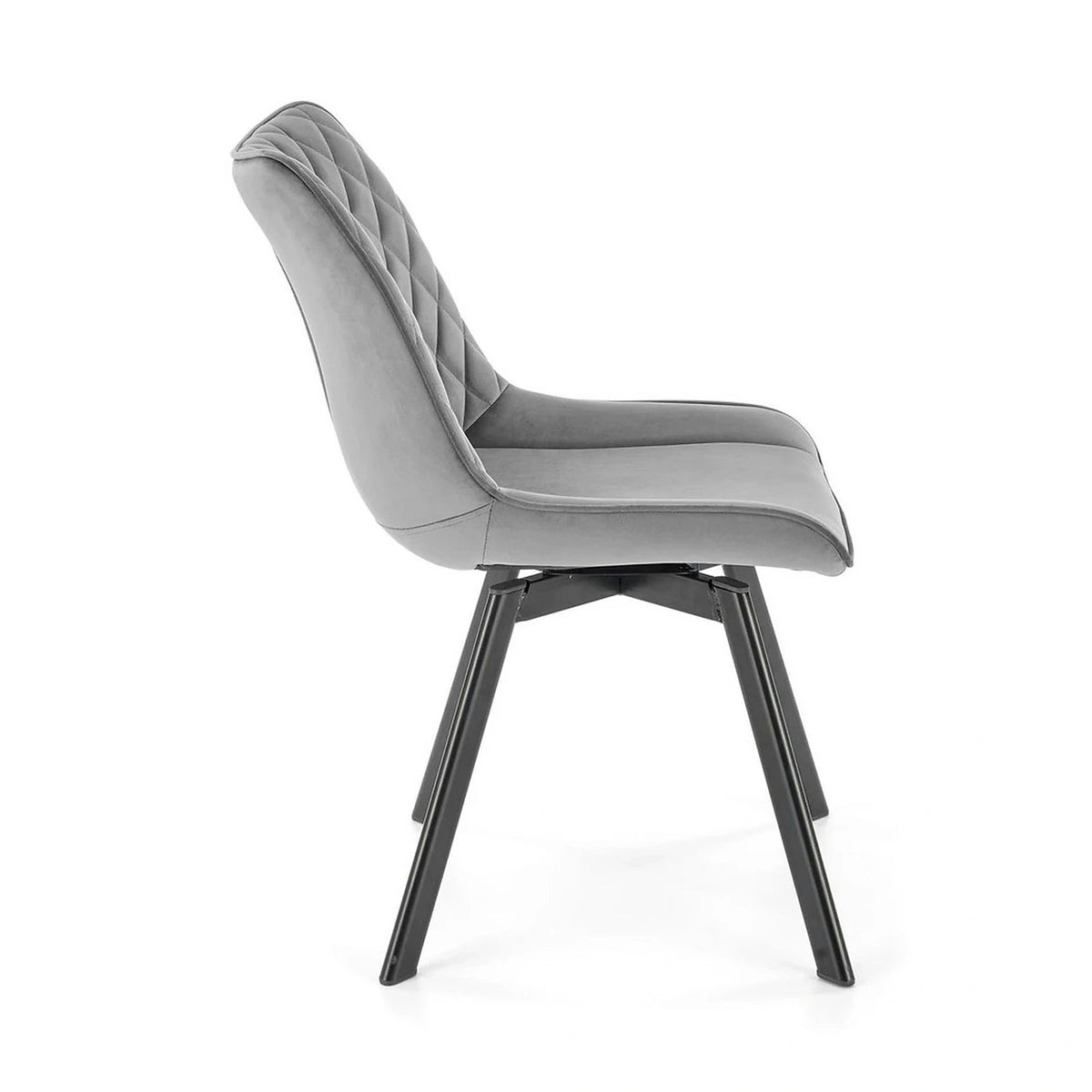 Scaun tapitat K520, gri/negru, stofa catifelata, rotativ, 45x63x80 cm