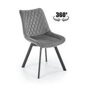 Scaun tapitat K520, gri/negru, stofa catifelata, rotativ, 45x63x80 cm