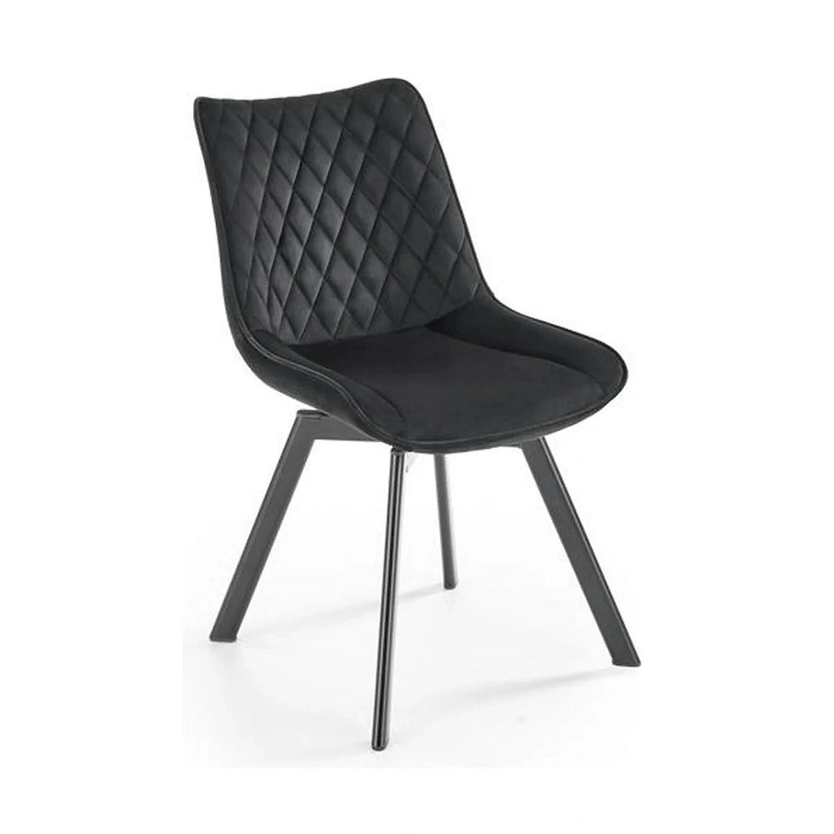 Scaun tapitat K520, negru, stofa catifelata, rotativ, 45x63x80 cm