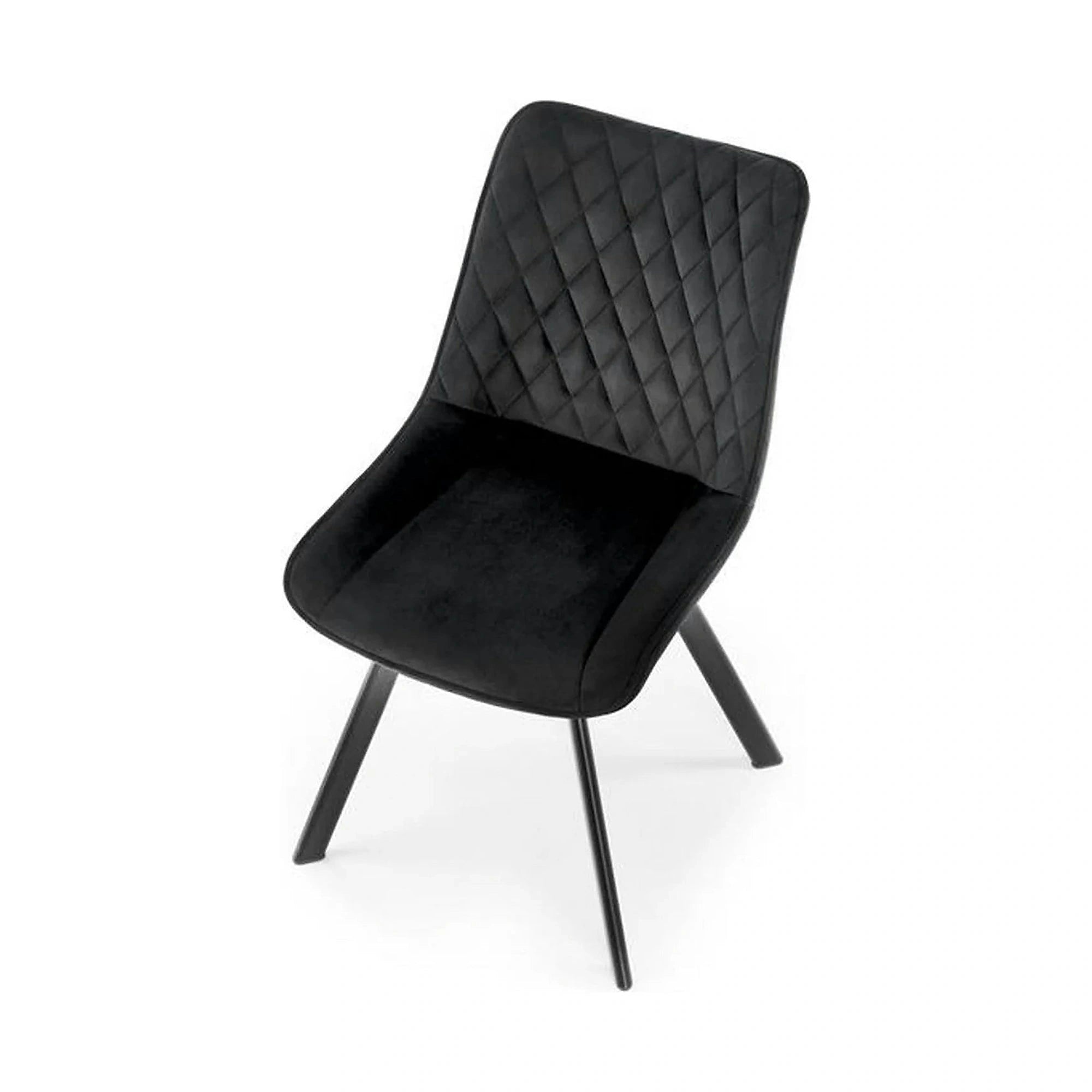 Scaun tapitat K520, negru, stofa catifelata, rotativ, 45x63x80 cm