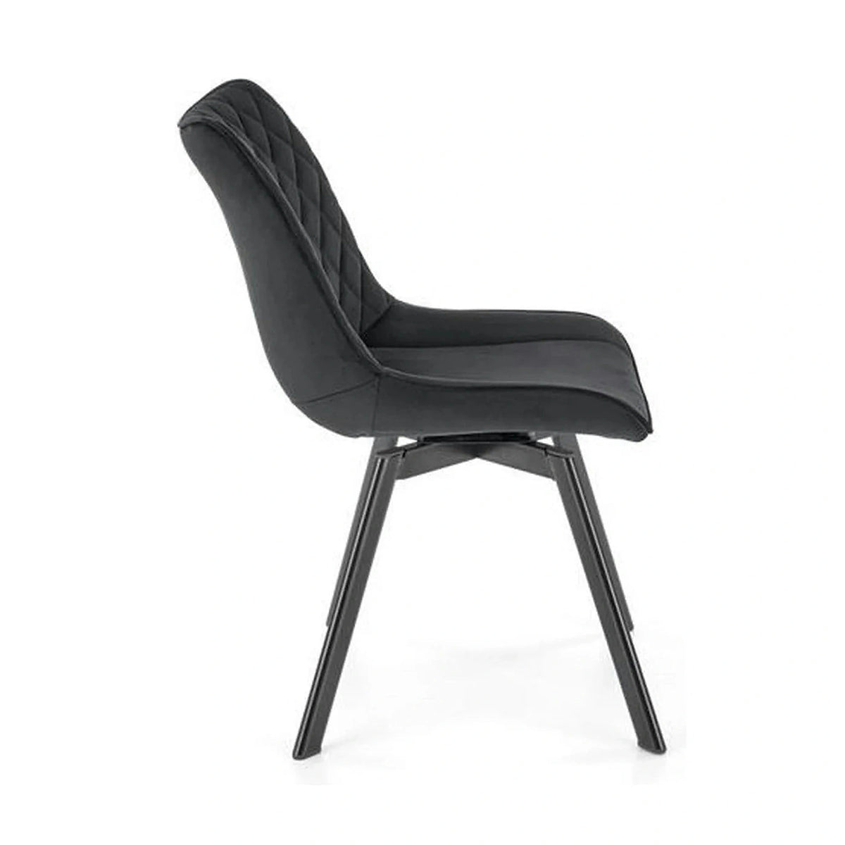 Scaun tapitat K520, negru, stofa catifelata, rotativ, 45x63x80 cm