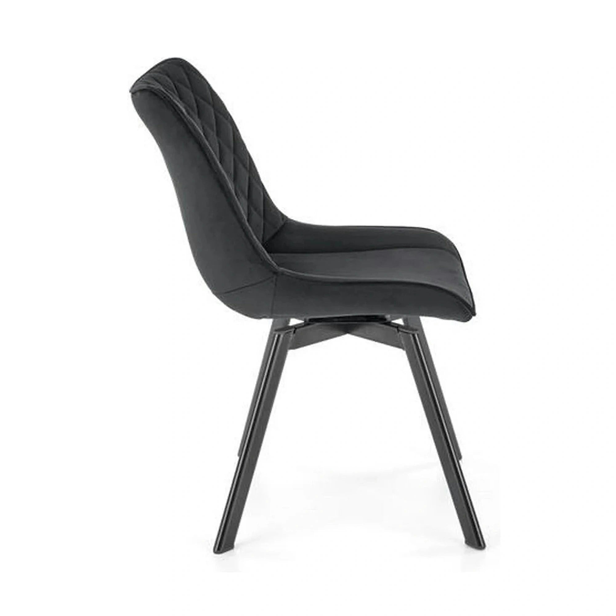 Scaun tapitat K520, negru, stofa catifelata, rotativ, 45x63x80 cm