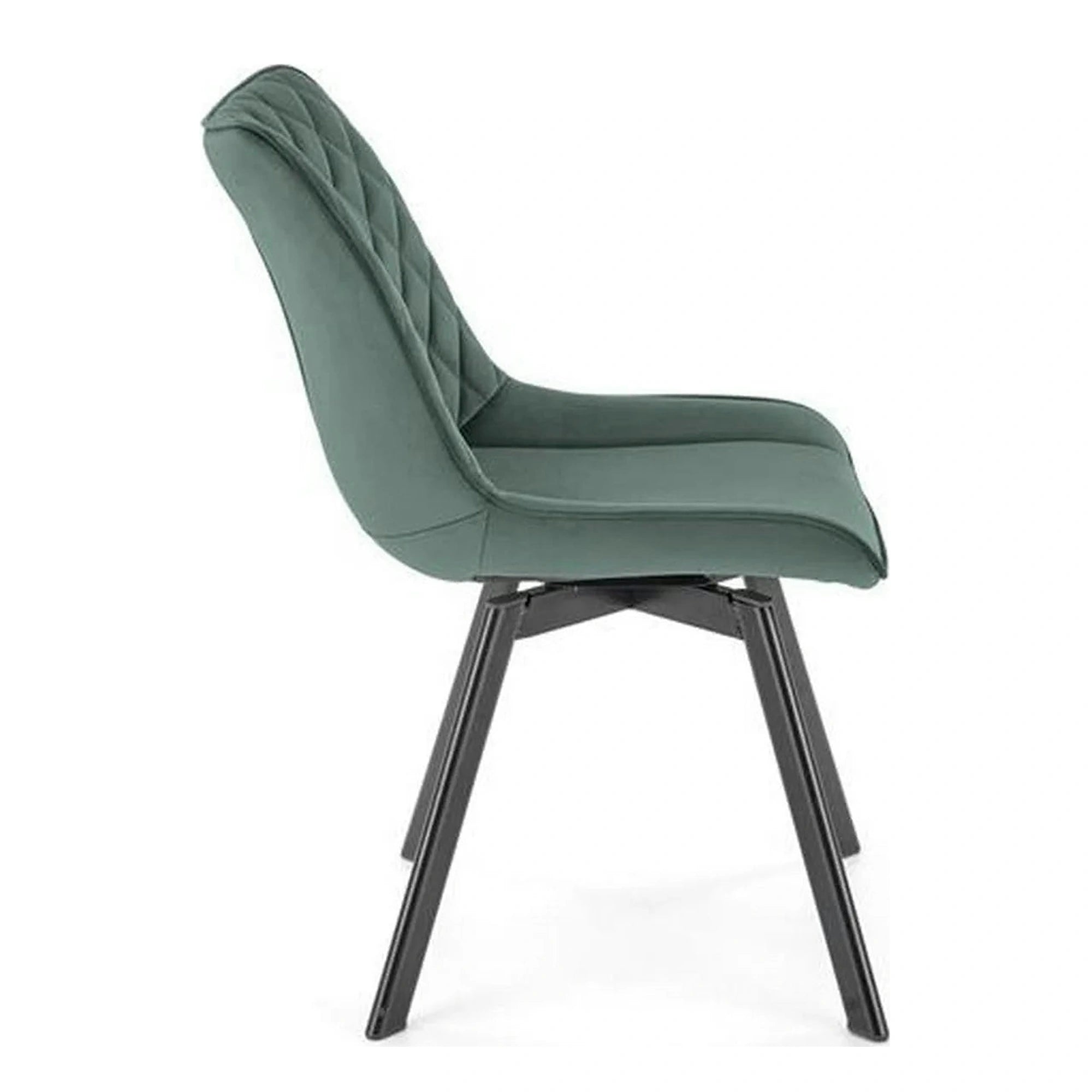 Scaun tapitat K520, verde/negru, stofa catifelata, 45x63x80 cm
