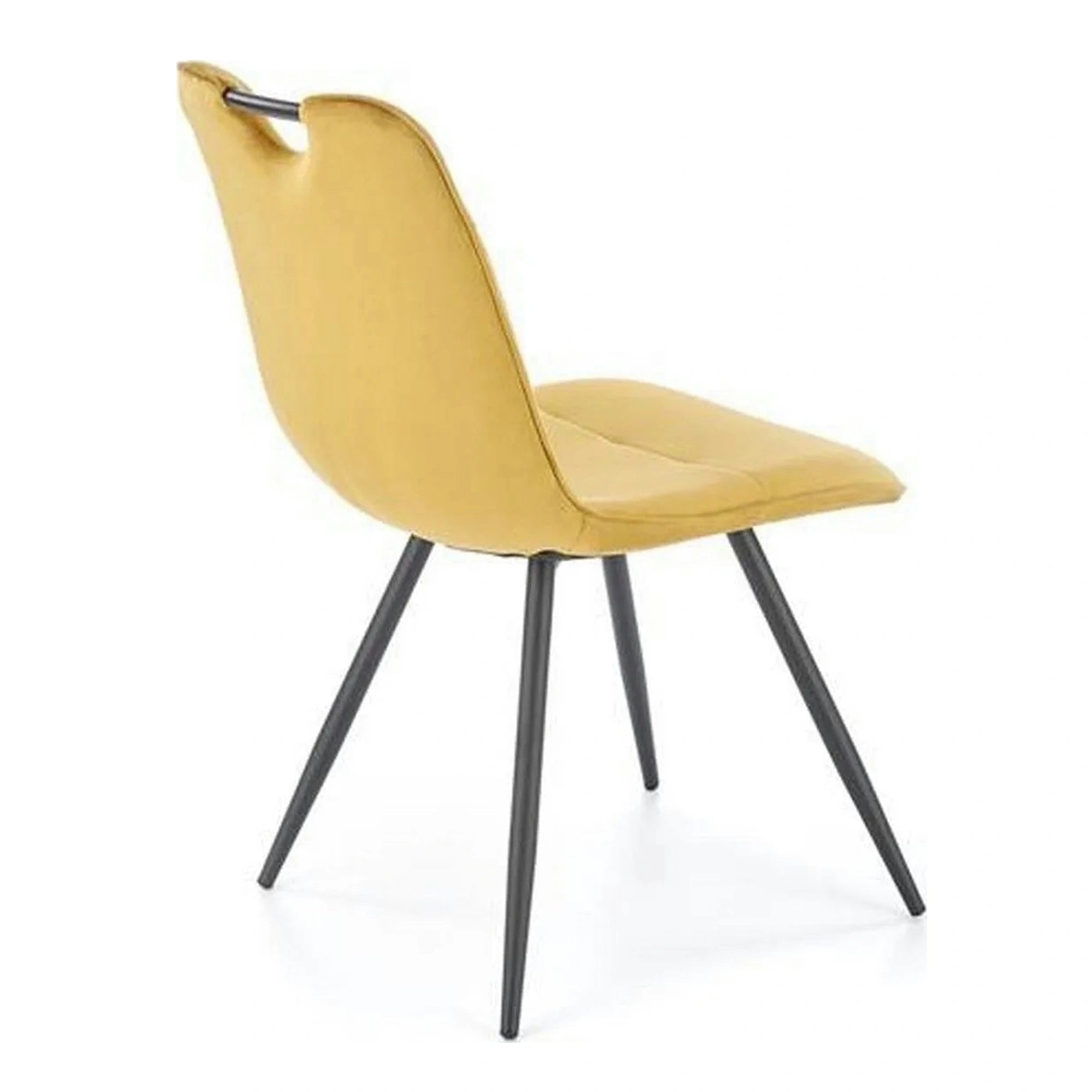 Scaun tapitat K521, galben mustar/negru, stofa catifelata, 46x58x83 cm