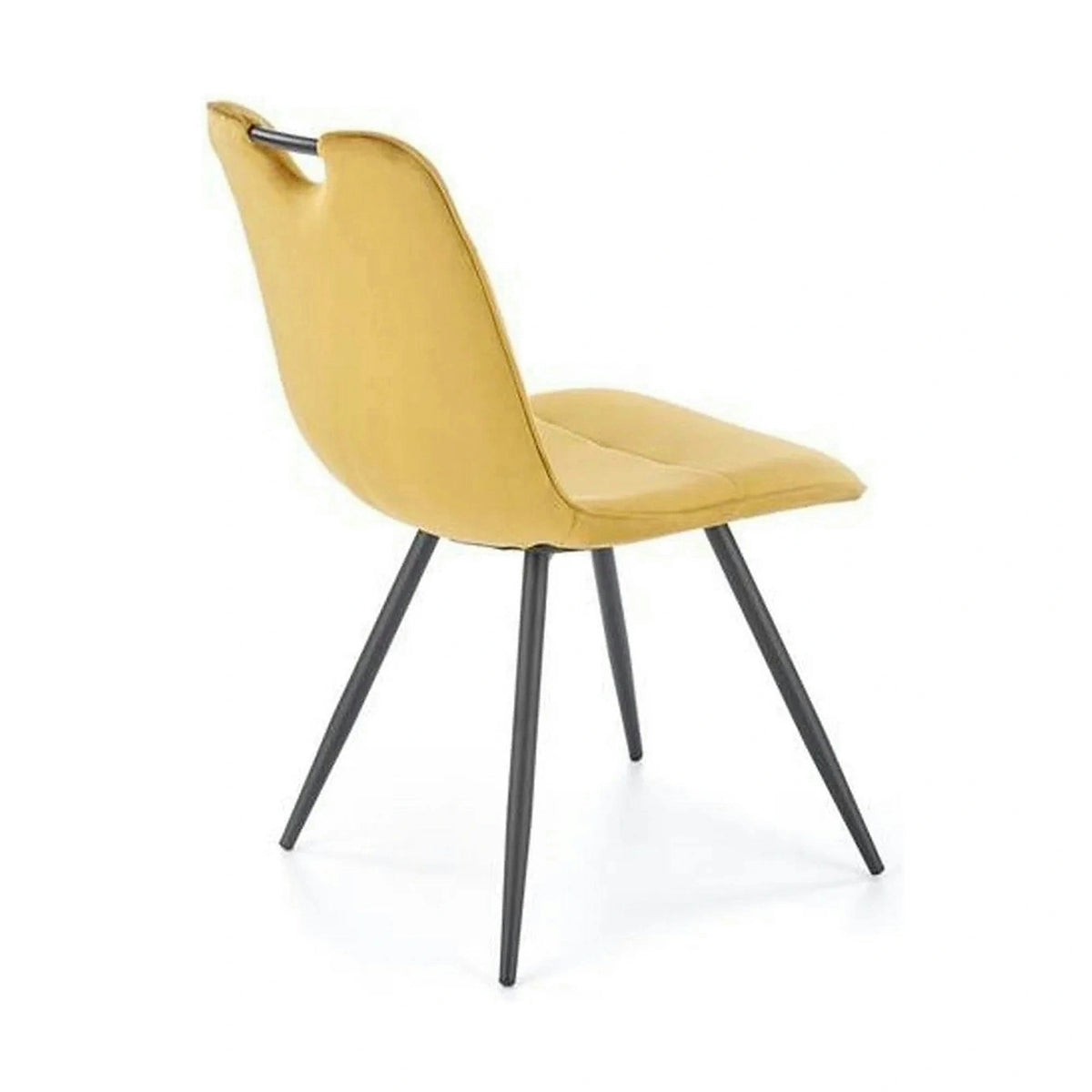 Scaun tapitat K521, galben mustar/negru, stofa catifelata, 46x58x83 cm