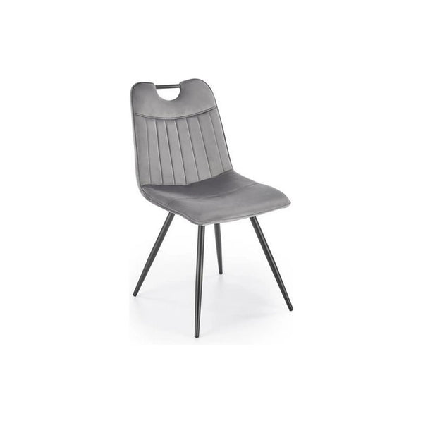 Scaun tapitat K521, gri/negru, stofa catifelata/metal, 46x58x83 cm
