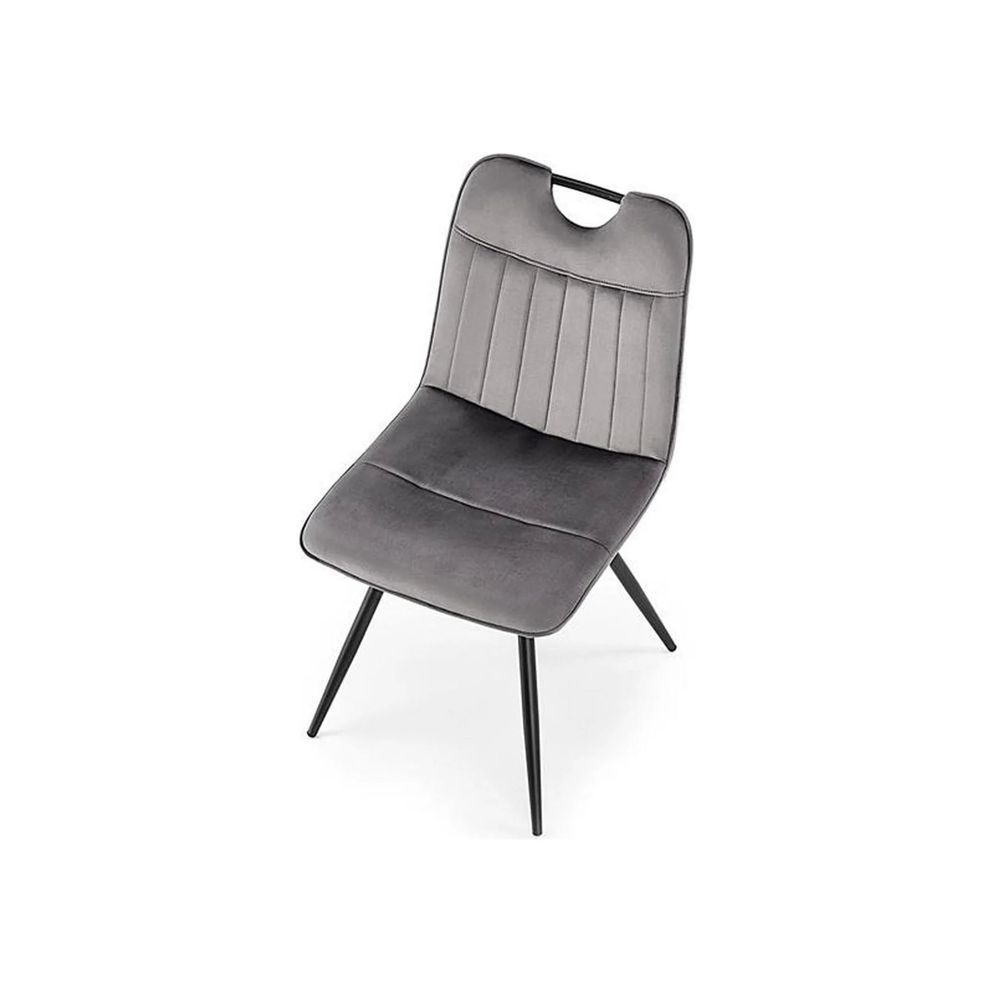 Scaun tapitat K521, gri/negru, stofa catifelata/metal, 46x58x83 cm