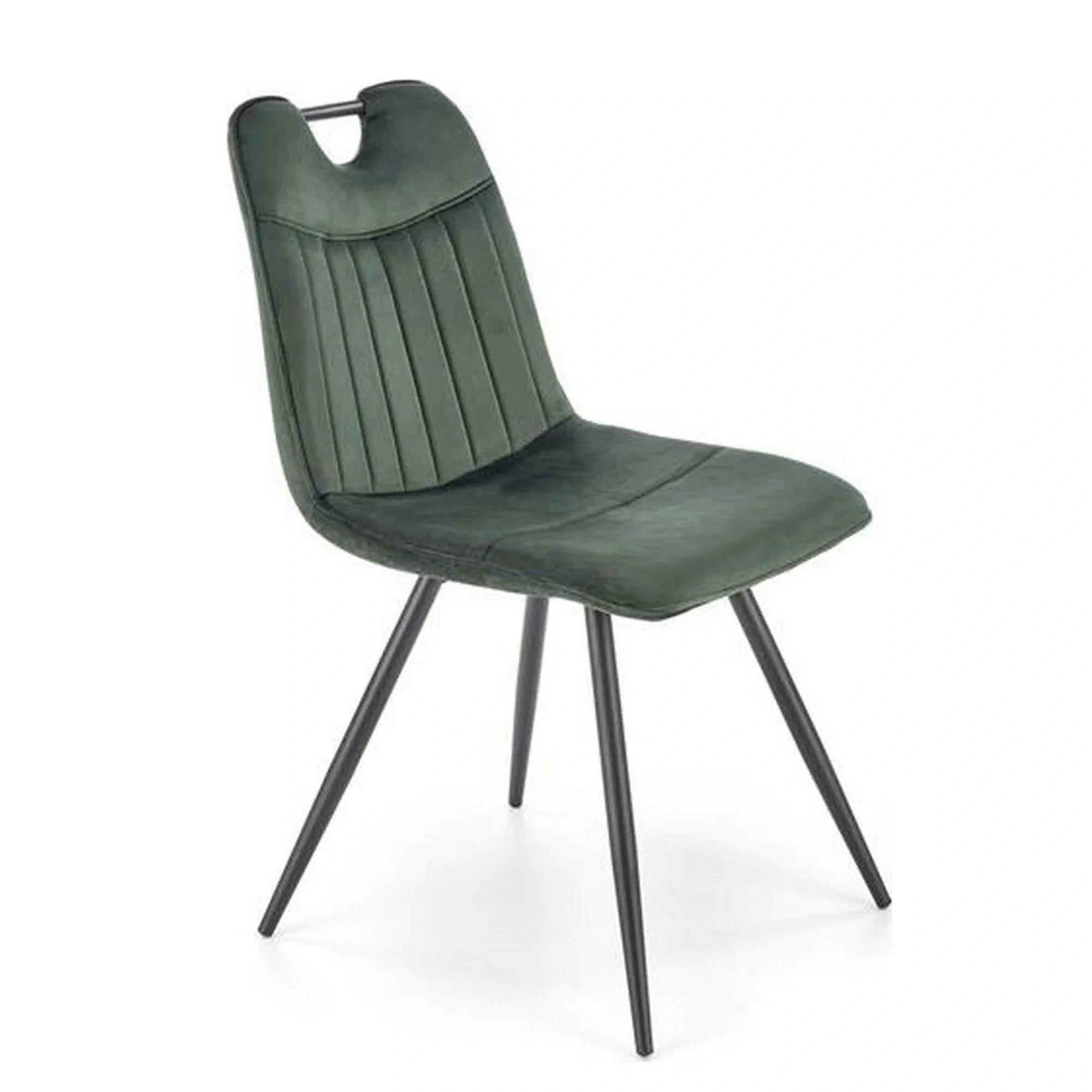 Scaun tapitat K521, verde/negru, stofa catifelata, 46x58x83 cm