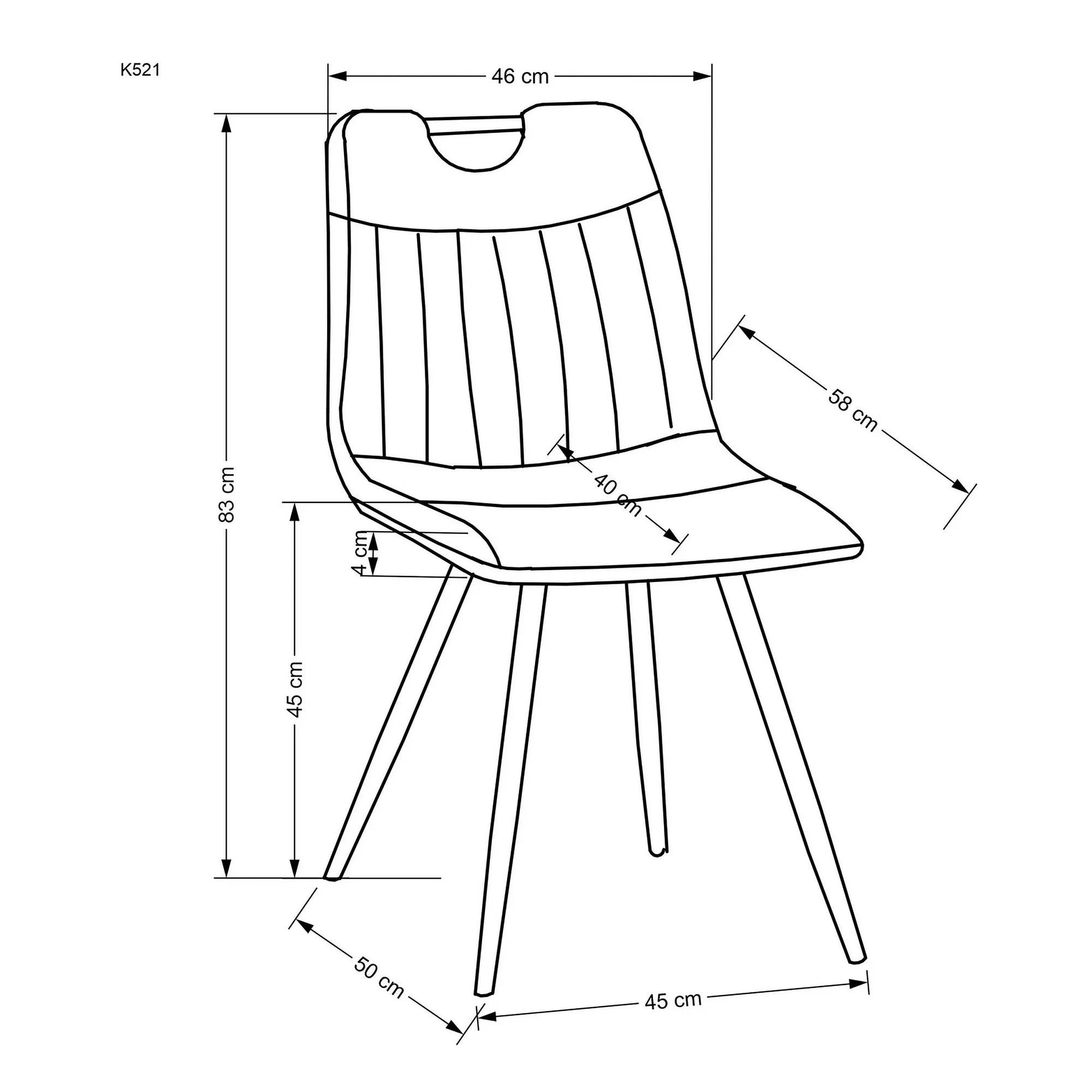 Scaun tapitat K521, verde/negru, stofa catifelata, 46x58x83 cm