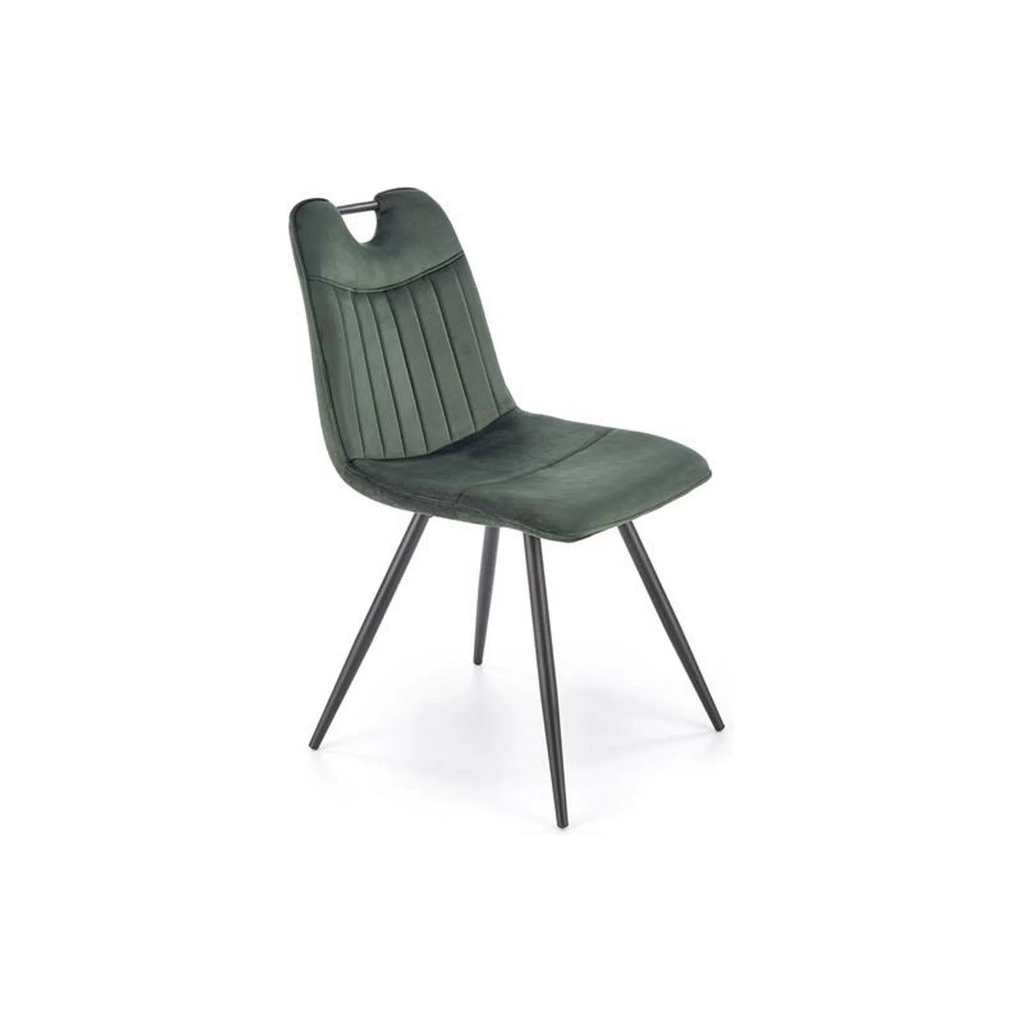 Scaun tapitat K521, verde/negru, stofa catifelata, 46x58x83 cm