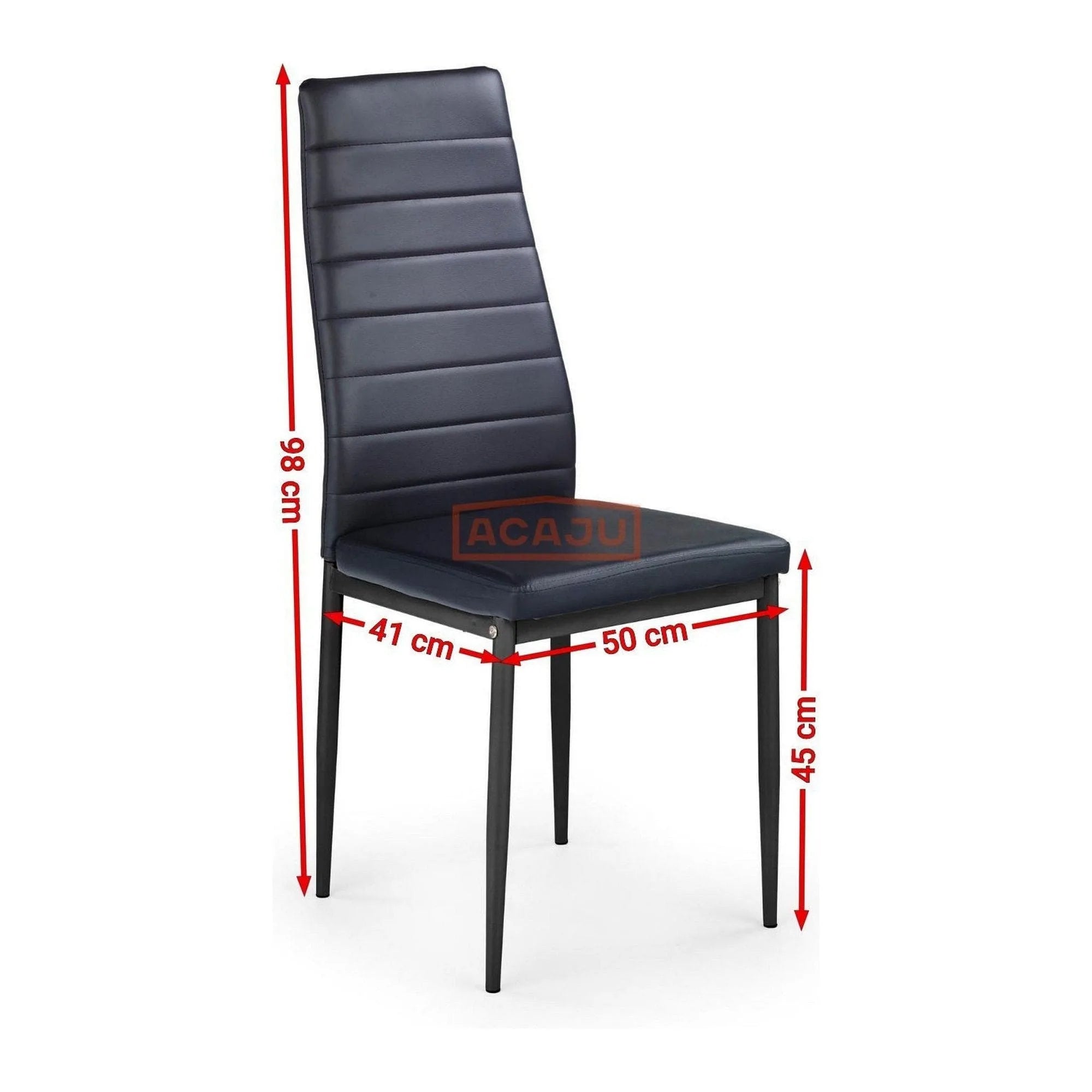 Scaun tapitat K70, negru, piele ecologica/metal, 41X50X98 CM