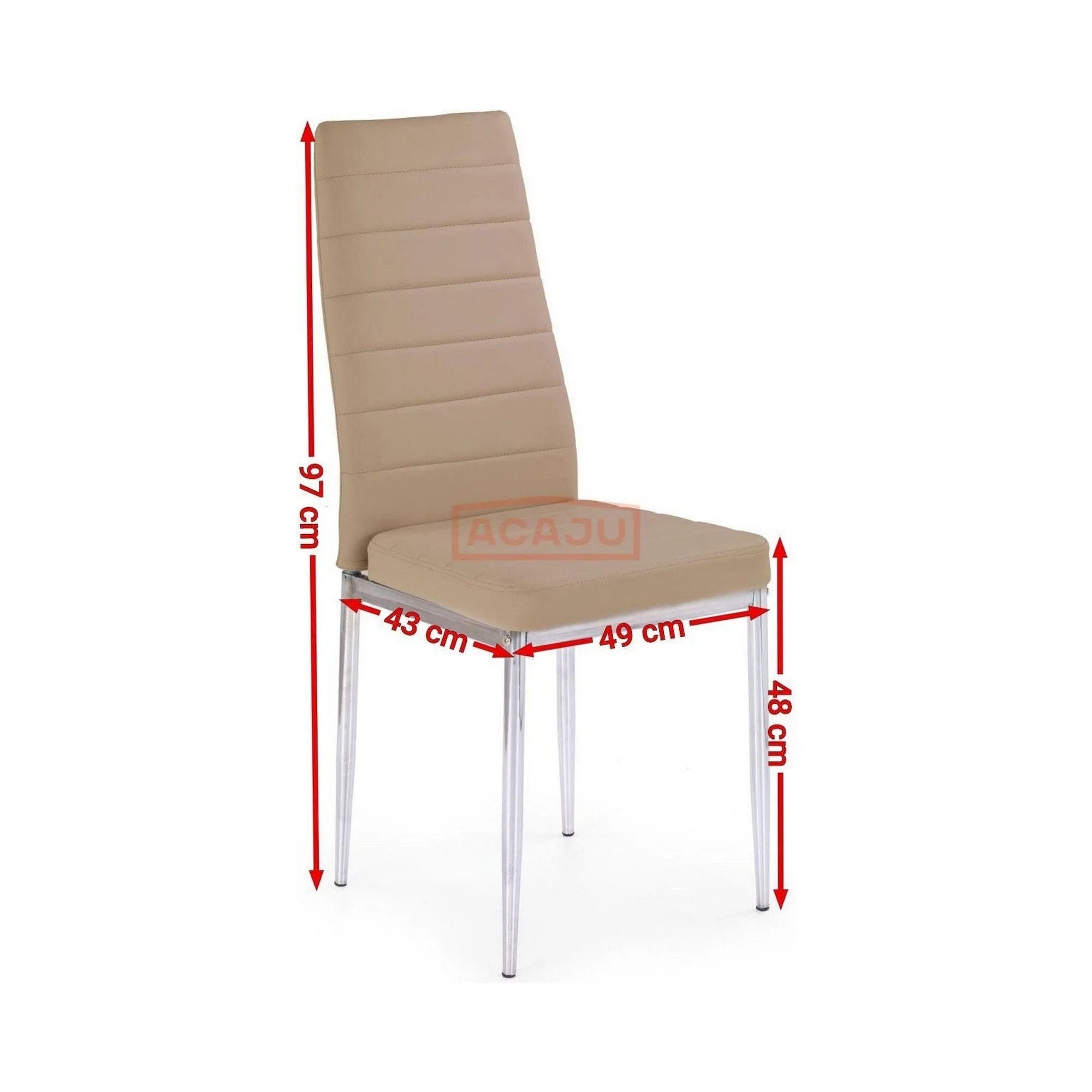 Scaun tapitat K70C, bej/crom, piele ecologica/metal, 43X49X97 CM