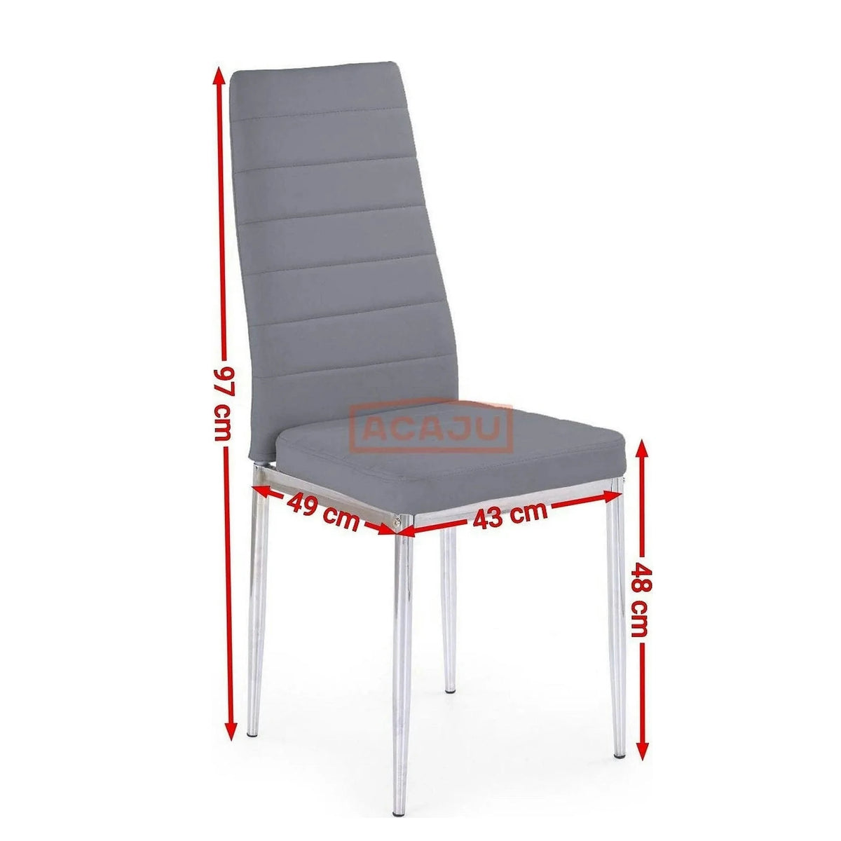 Scaun tapitat K70C, gri/crom, piele ecologica/metal, 43X49X97 CM
