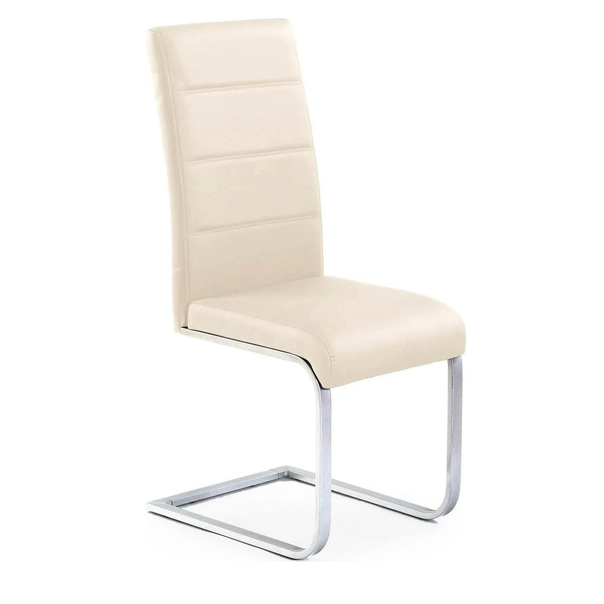 Scaun tapitat K85, crem/crom, metal/piele ecologica, 42X56X100 CM