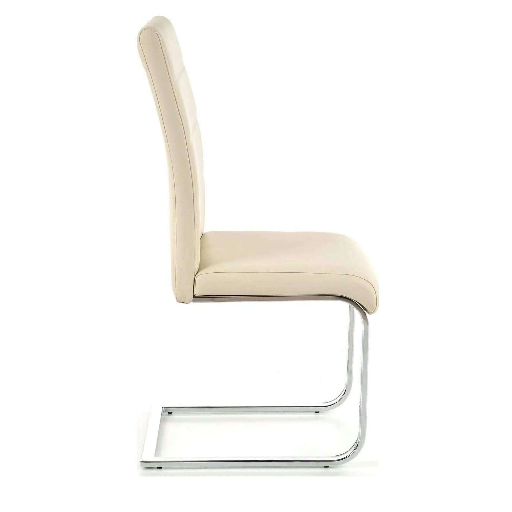 Scaun tapitat K85, crem/crom, metal/piele ecologica, 42X56X100 CM