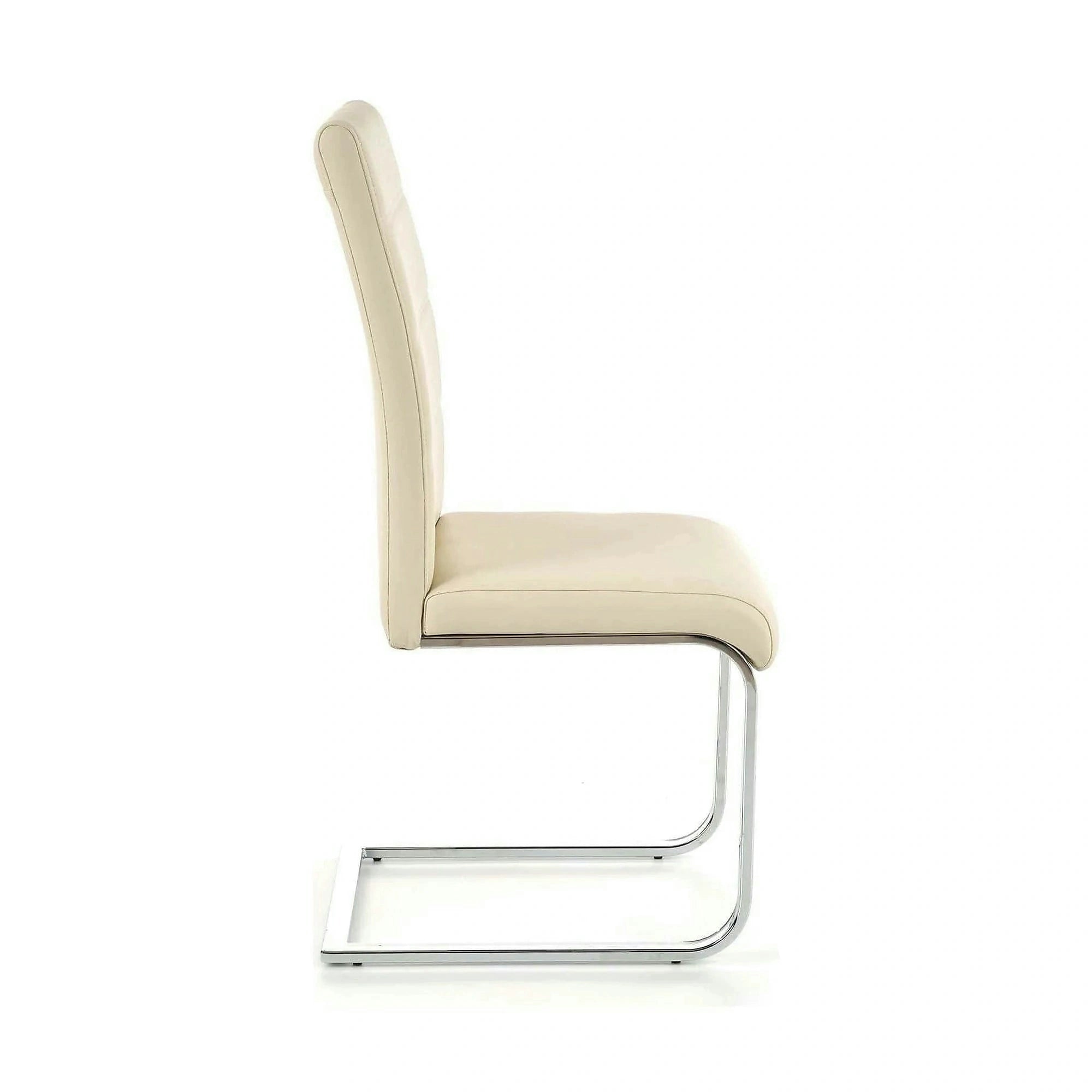 Scaun tapitat K85, crem/crom, metal/piele ecologica, 42X56X100 CM