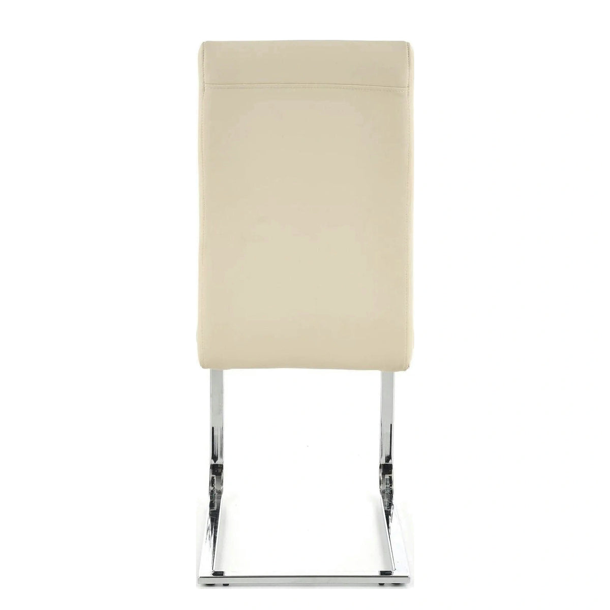 Scaun tapitat K85, crem/crom, metal/piele ecologica, 42X56X100 CM